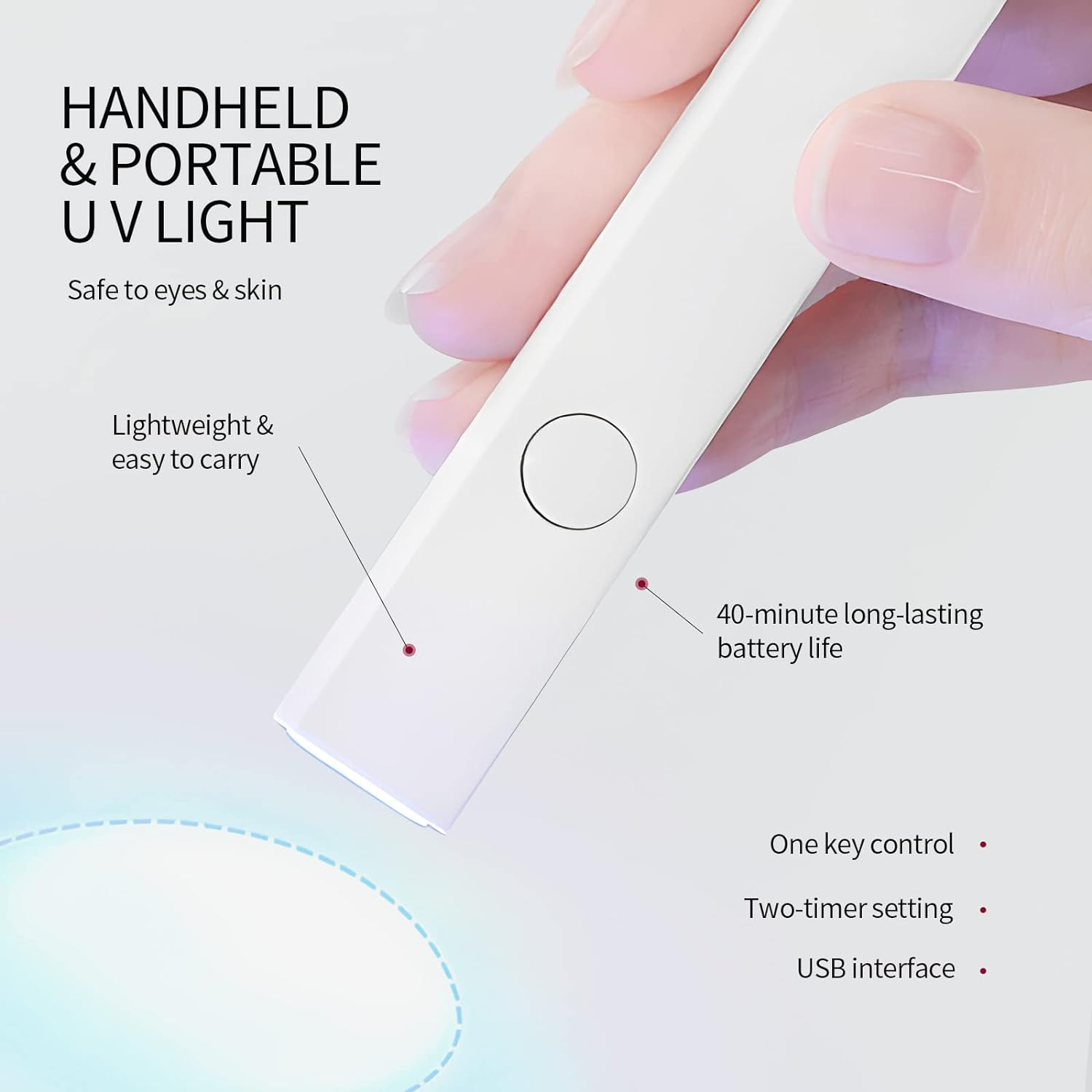 SAVILAND U V Light for Nails: Handheld Gels Lamp for Gel Nails Flash Cure Lamp for Gel Nails LED Nail Lamp Portable Mini Nail Dryer Gel Polish Nail Glue Gel USB Flashlight Home DIY Manicure Nail Art image number 4