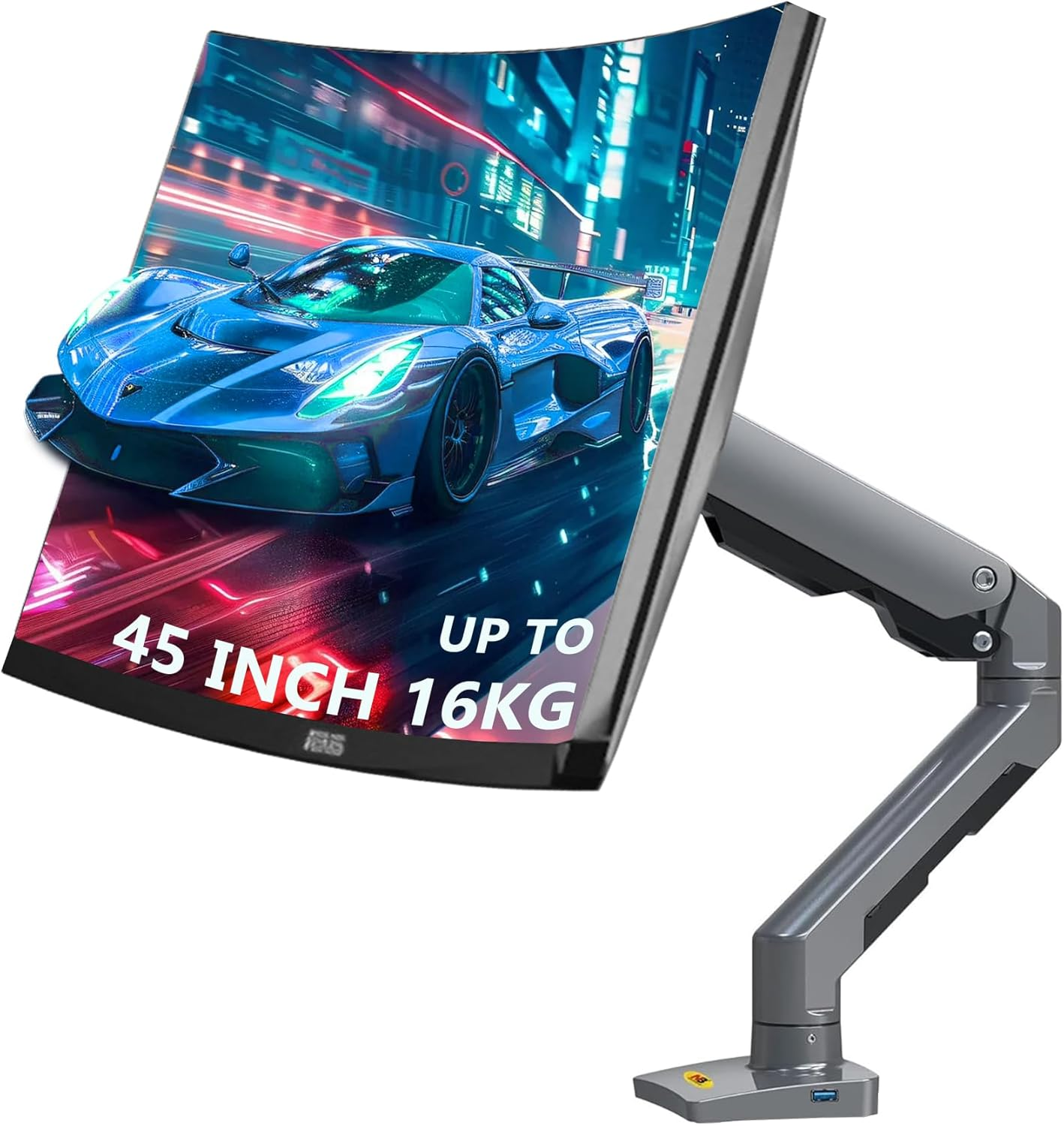 NB North Bayou Monitor Stand Desk Mount for Curved Screens 27"-45"-16KG, Full Motion Heavy Duty Desk Gas Spring Monitor Arm with Heavy Weight Capacity16Kg Gaming Monitor Stand (G60 Gunmetal) image number 4