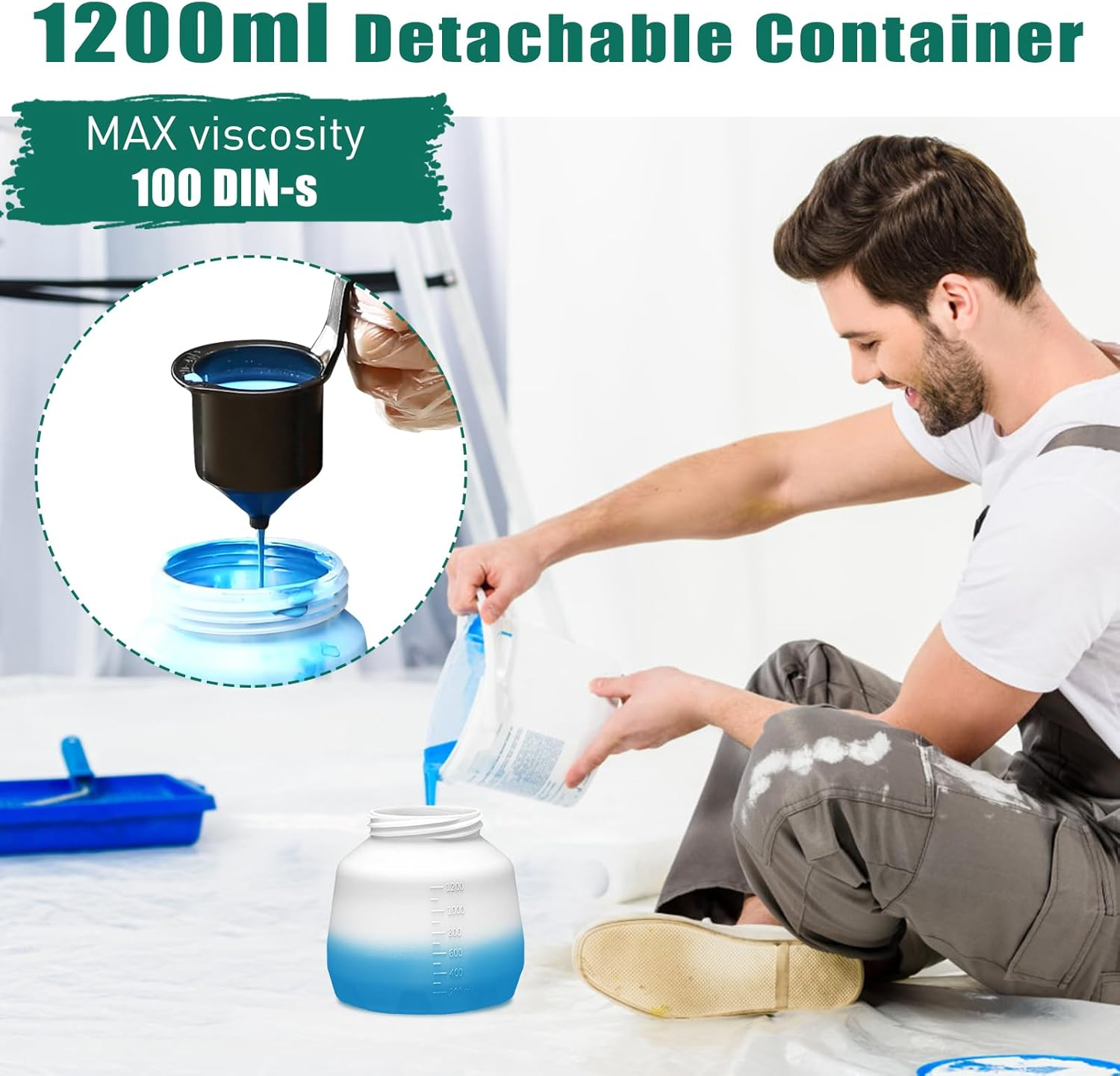 HYCHIKA Paint Sprayer, HVLP Electric Spray Paint Gun, 1200ML. image number 4