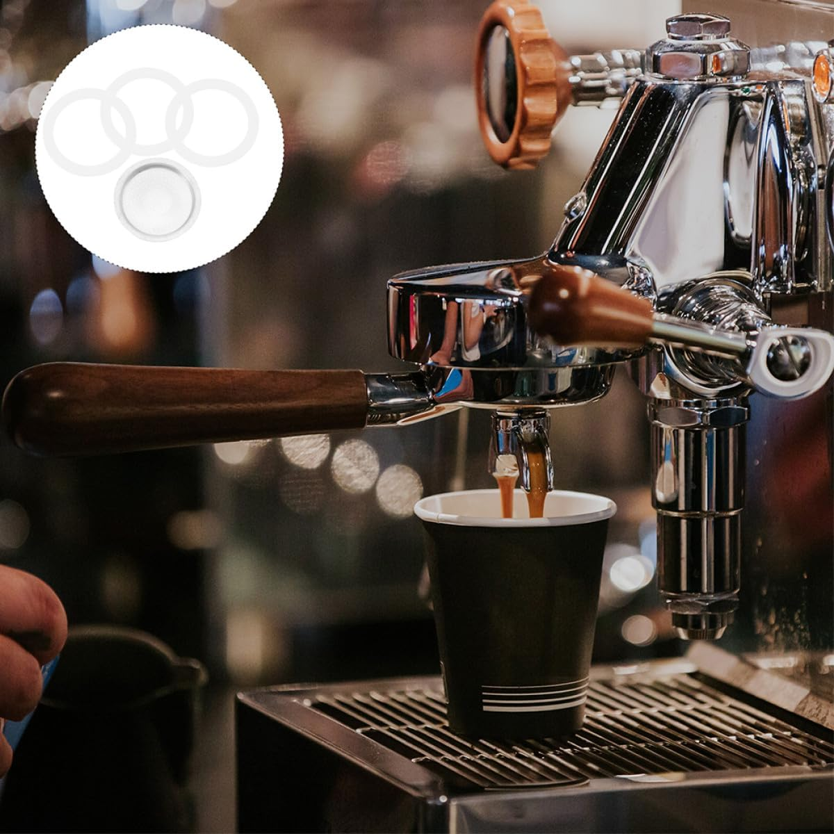 NOLITOY Coffee Pot Replacement Parts Set &ndash; 3 Silicone Gaskets with Aluminum Alloy Filter for 150Ml Espresso Maker &ndash; Silicone Sealing Rings for Coffee Pot Accessories image number 1