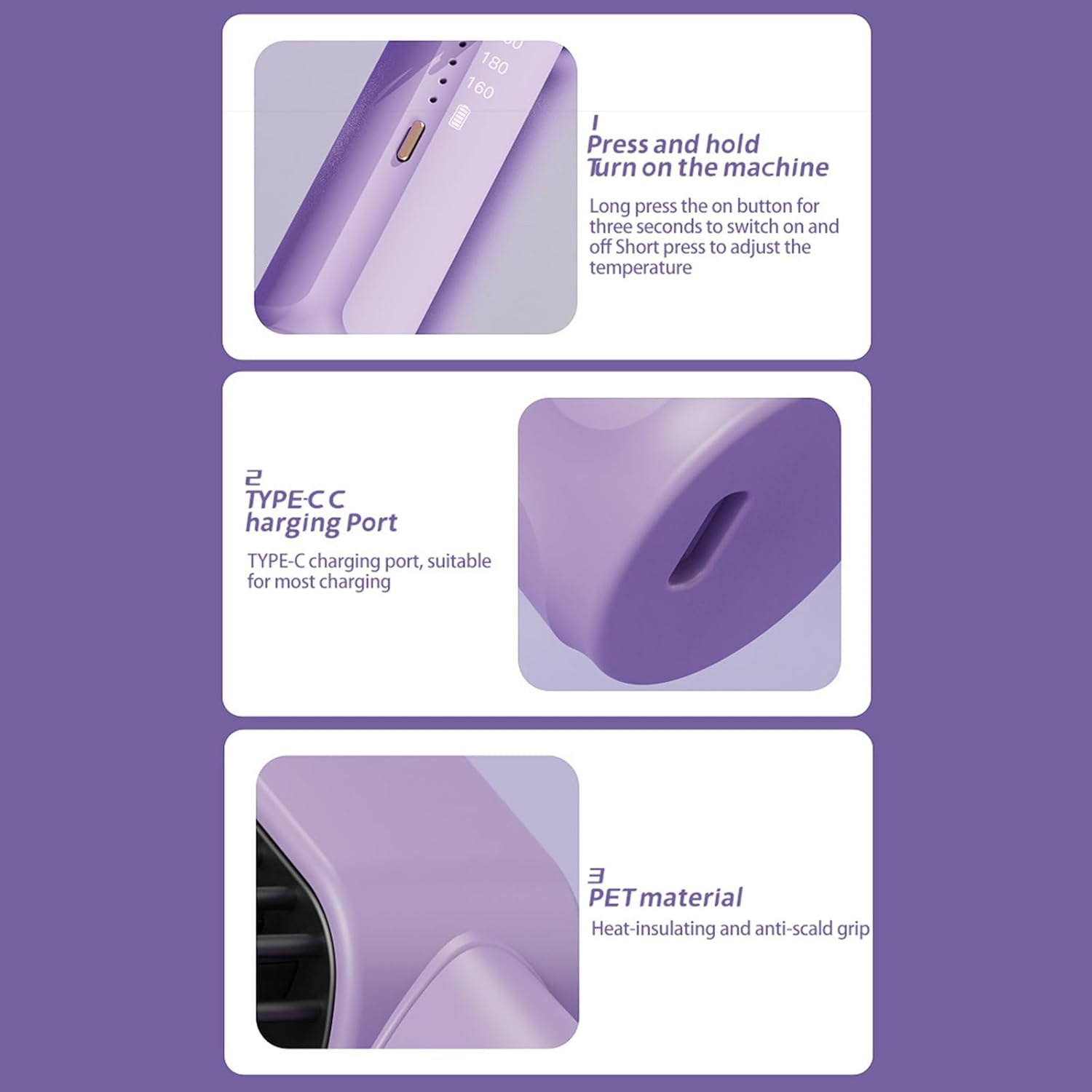 Portable USB Rechargeable Hair Straightener Curl Straight Dual Purpose Hair Straightening Comb