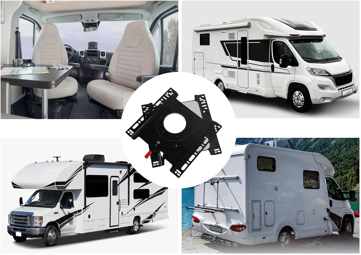 Swivel Seat Base, 360 Degree Rotation Passenger Side Seat Swivel Base, Car Seat Mount Plate for Sprinter, Transit, T5 T6, Heavy Duty Carbon Steel Seat Rotating Base for RV Boat