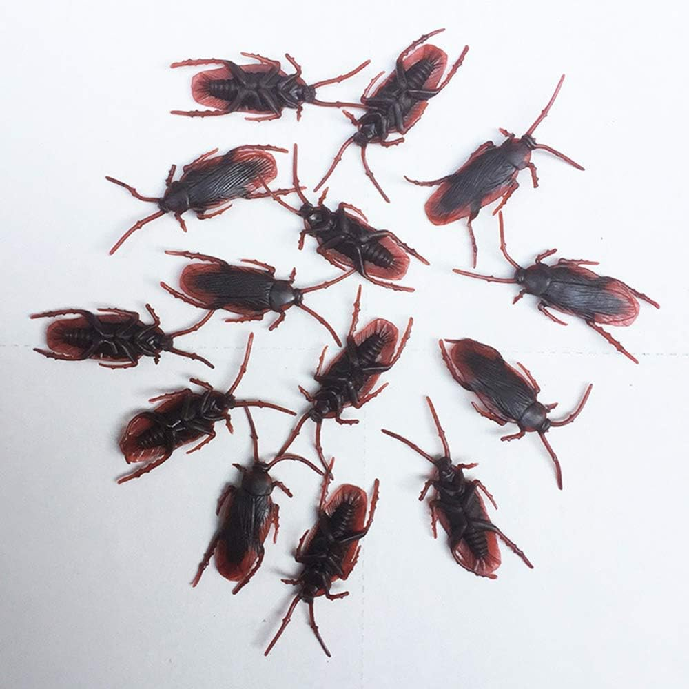 100PCS Prank Fake Roaches, Favourite Trick Joke Toys Look Real, Scary Insects Realistic Plastic Bugs, Novelty Cockroach for Party, Christmas, Halloween image number 2