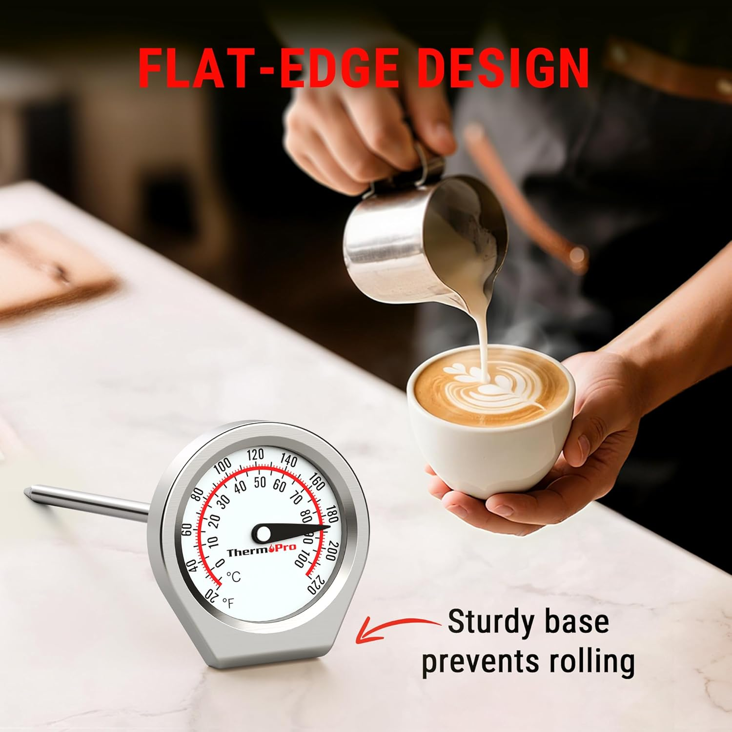 Thermopro Instand-Read Meat Thermometer with 5" (127Mm) Stainless Steel Probe, Dual Celsius/Fahrenheit Dial Display, Glass Lens & Protective Sheath for Meat, Coffee, Latte, and Kitchen Use image number 2