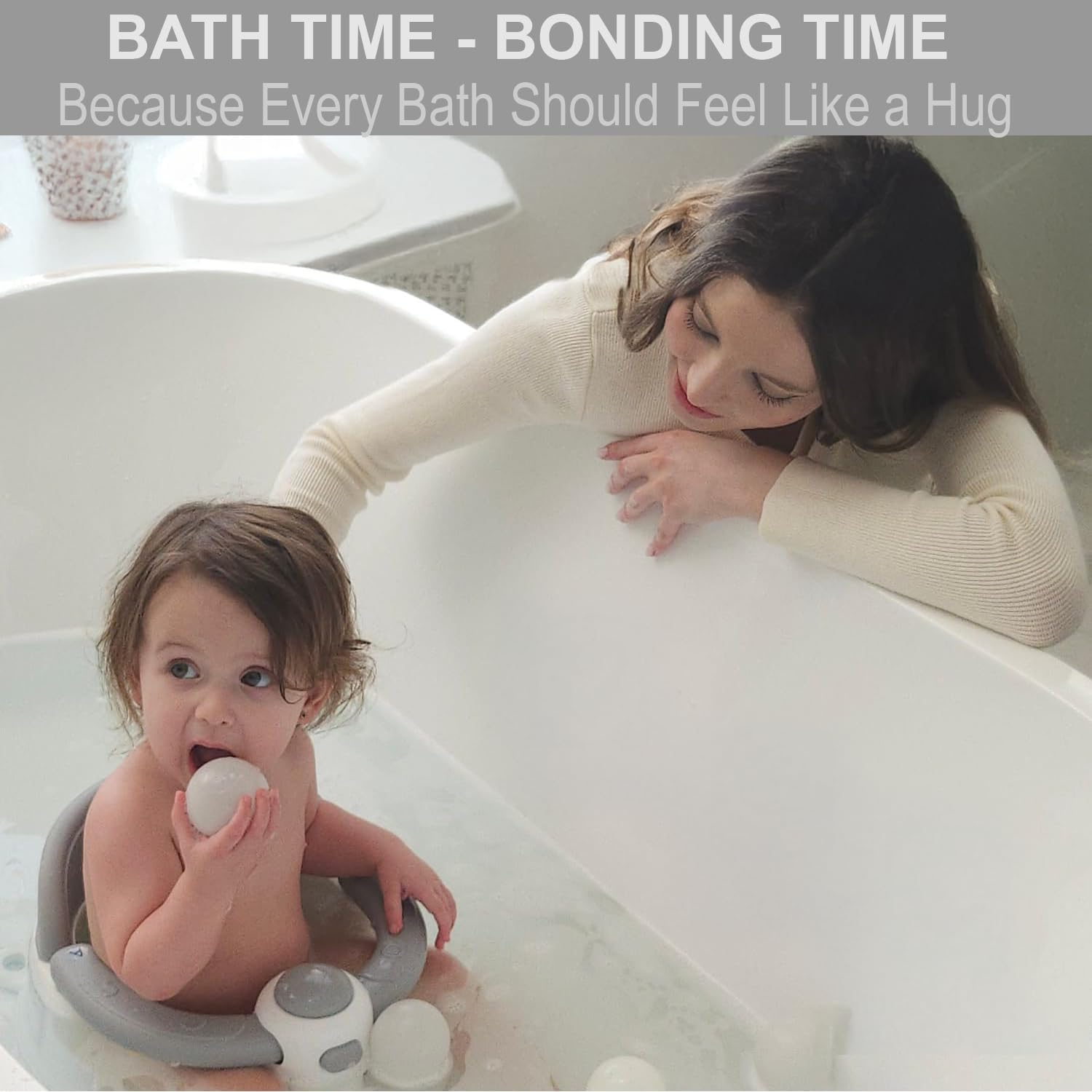 Baby Bath Seat for Babies 6 Months & Up, Non-Slip Toddler Bath Seats for Babies Sitting Up, Safe Infant & Newborn Bathtub Chair with 4 Suction Cups & Soft Cushion for Shower (Cloudy Grey) - Baby Pink image number 5