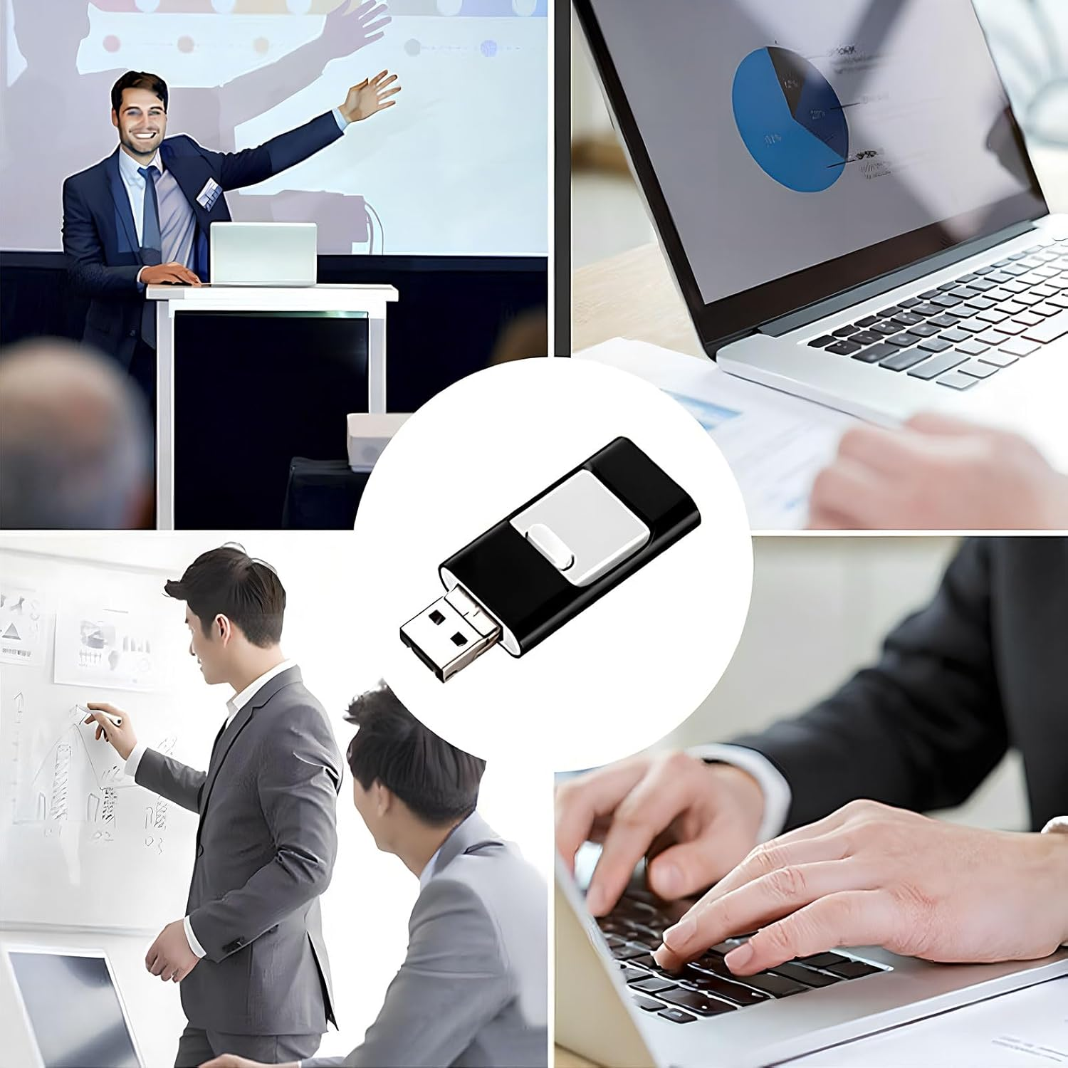 1TB USB Flash Drive, Iphone 4-In-1 Data Storage, External Data Storage USB 3.0 High-Speed Transfer, Thumb Drive External Storage, Memory Stick for Data Backup, Compatible with Iphone/Ipad/Pc/Android image number 2