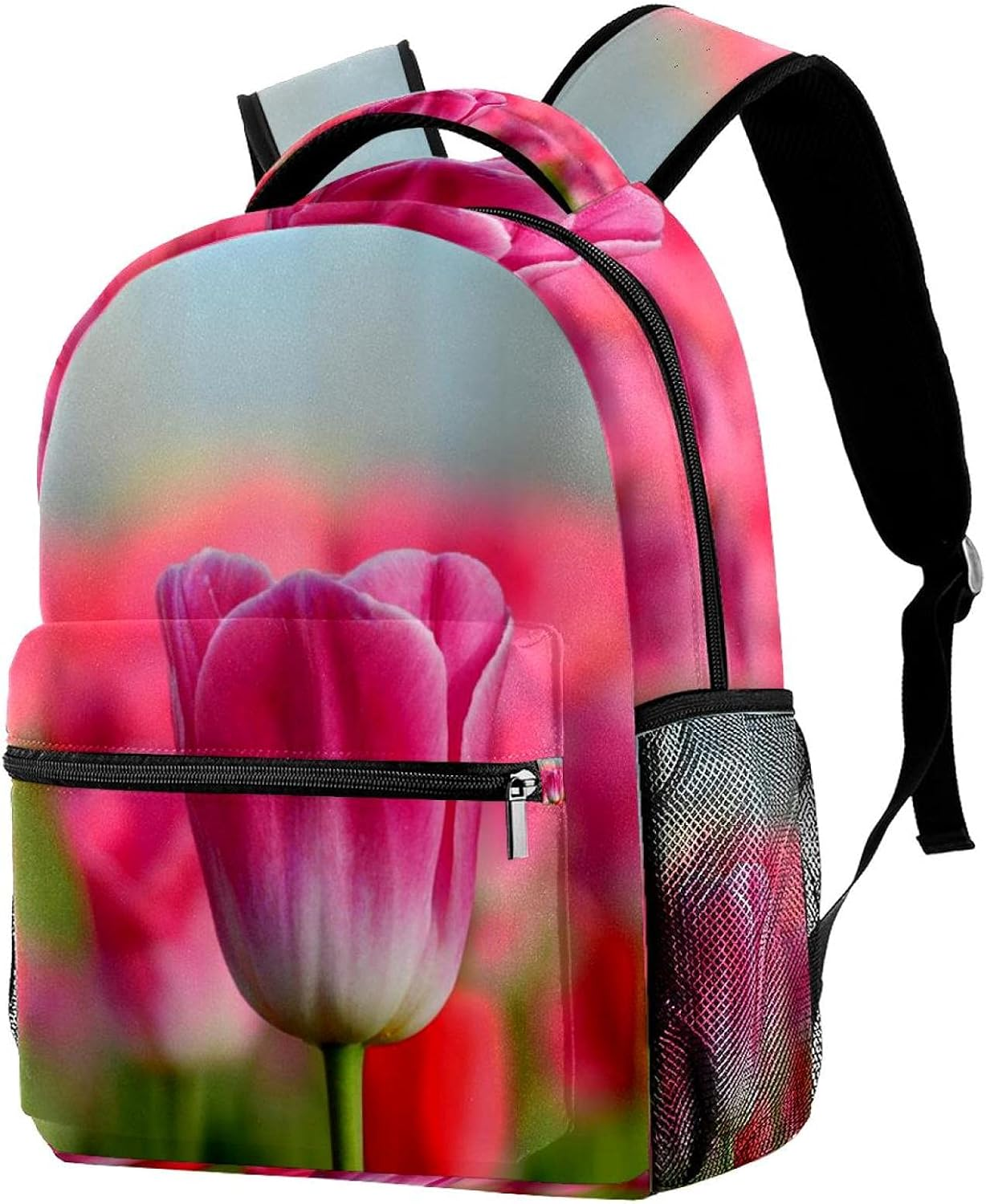 Tulips Red Macro Vivid Backpack Students Shoulder Bags Travel Bag College School Tote Backpacks image number 3