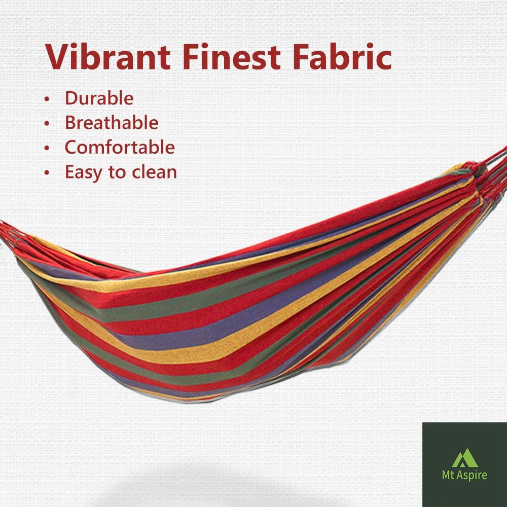 MT ASPIR Outdoor Hammock with Waterproof Stand, for 2 Person Portable Lightweight Hanging Hammocks Swing Beds for Camping, Beach, Backyard, Travel, Support up to 200Kg Blue - Brown image number 4