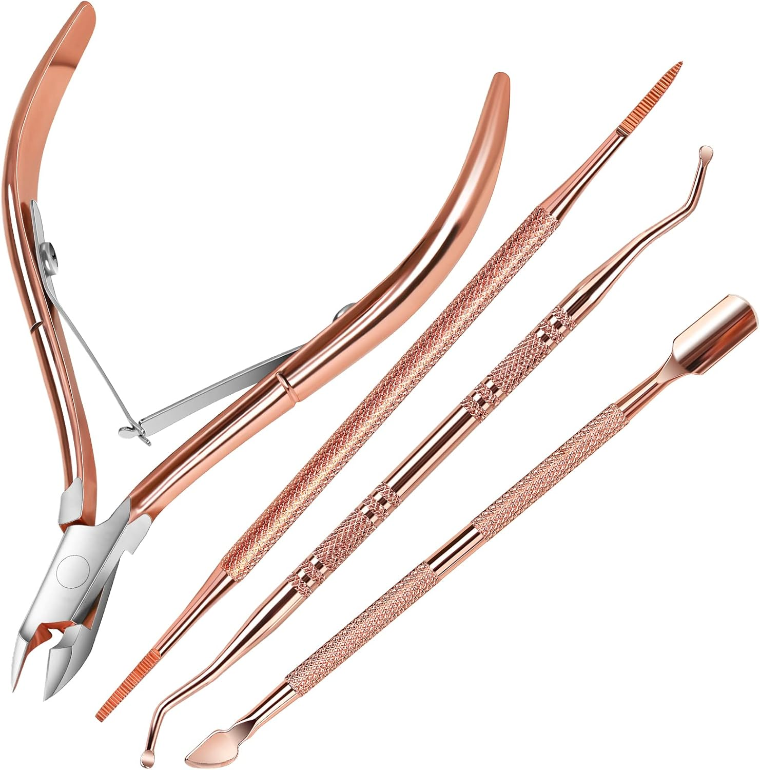 FANDAMEI 4 PCS Nail Care Kit, Nail Cuticle Nippers, Ingrown Toenail Tools Kit, Toenail File and Lifters Stainless Steel, Nail Lifter, Nail Cuticle Pushers, Professional Manicure and Pedicure Set