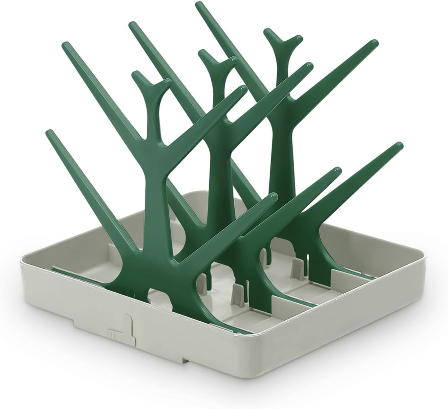 Haakaa Baby Bottle Drying Rack, Space Saving Bottle Drying Tree for Bottles/Pump Parts/Pacifiers and Other Baby Essentials, Easy-Store Dryer Rack Great for Home & Travel, BPA Free (Forest Green)