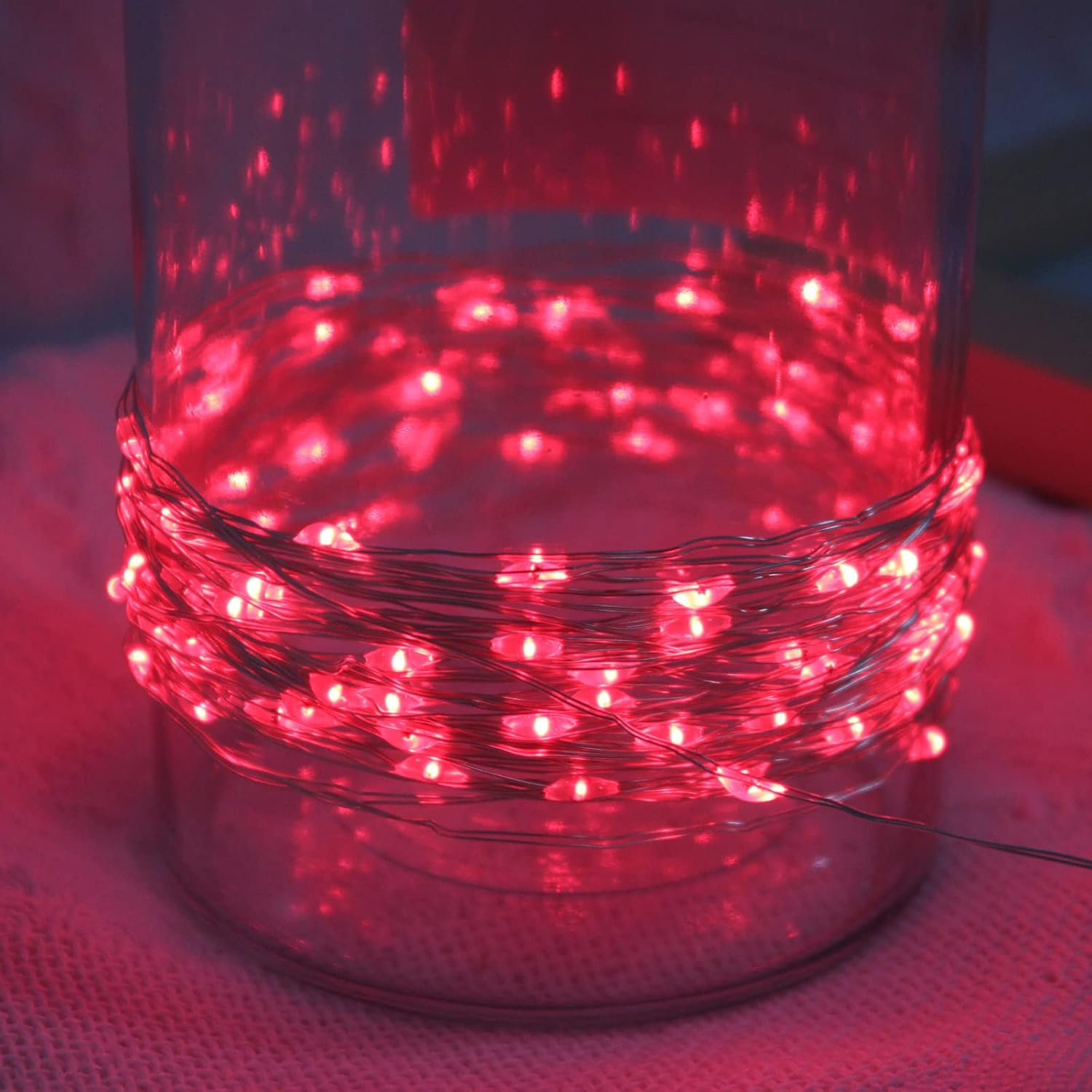 Fairy Christmas Lights Battery Operated, 20M/66Ft/200 LED String Light, Waterproof Battery Case, Indoor Lights for Xmas Tree Wedding,Party Events Garden Spring Decoration (Red) image number 2