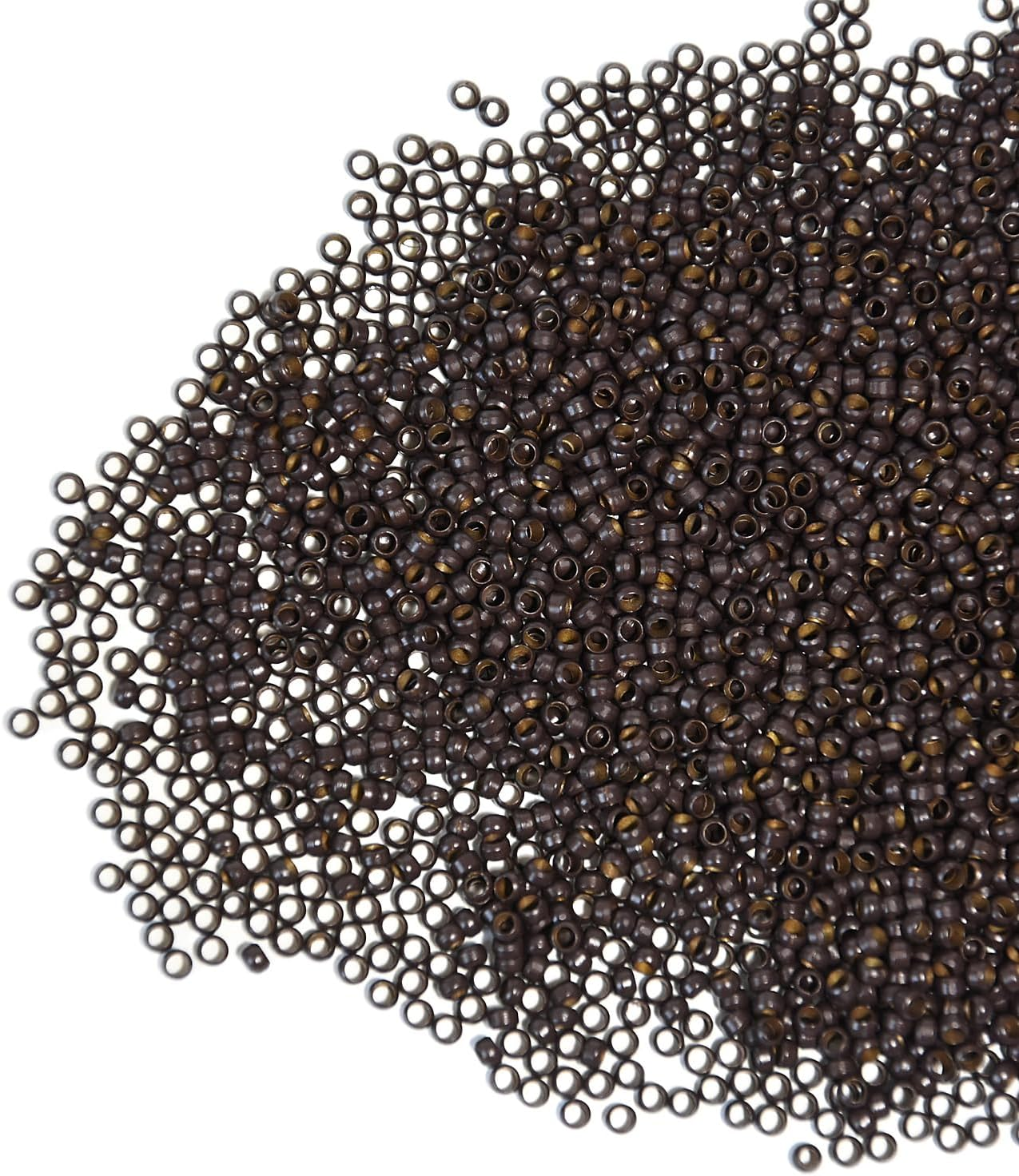 500 Pcs 2.5Mm Copper Nano Rings Micro Beads Micro Tubes Ring Beads for Nano Tip Hair Extensions (Dark Brown) image number 4
