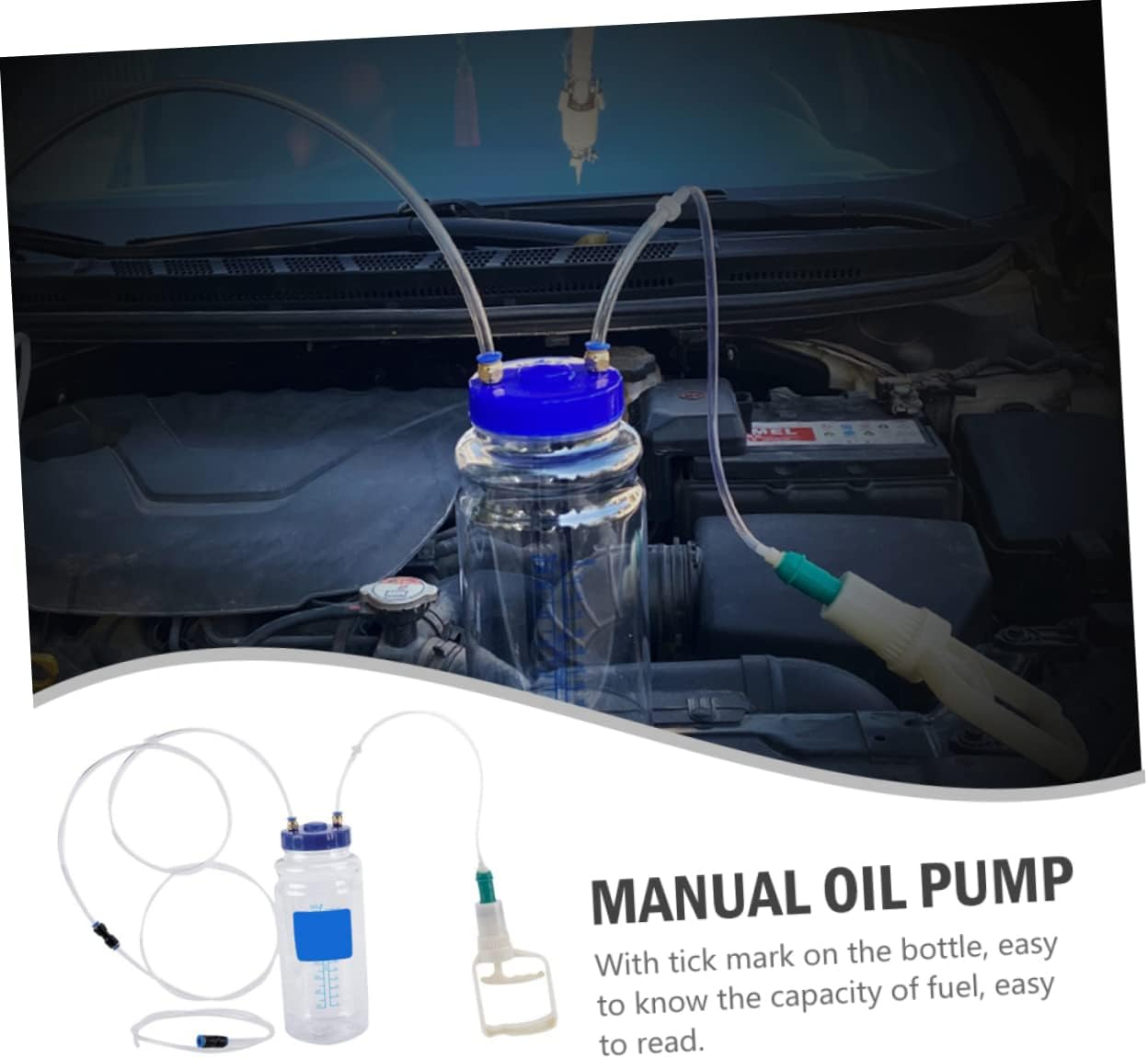 JUMPLAWN Manual Oil Pump Extractor Hand Pump Tool 1-Set Vacuum Fluid Extractor Automotive Oil Change for Car Engine Maintenance image number 4