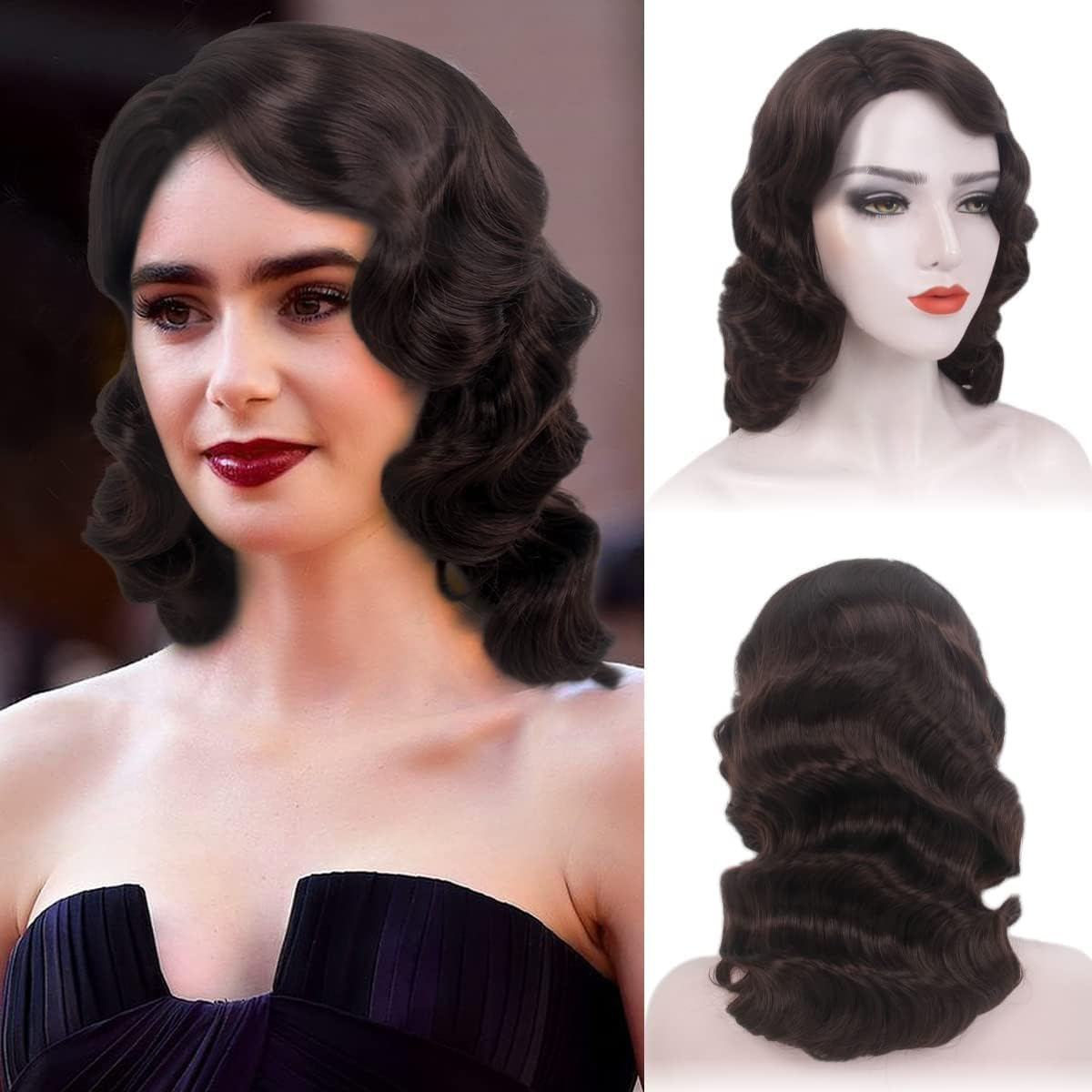 MEDISIFA Short Red 1920S Wig for Women Gatsby Roaring 20S Finger Wave Party Synthetic Full Vintage Wigs for Womens Lady Cosplay Costume Fancy Dress 1920 Flapper Wig