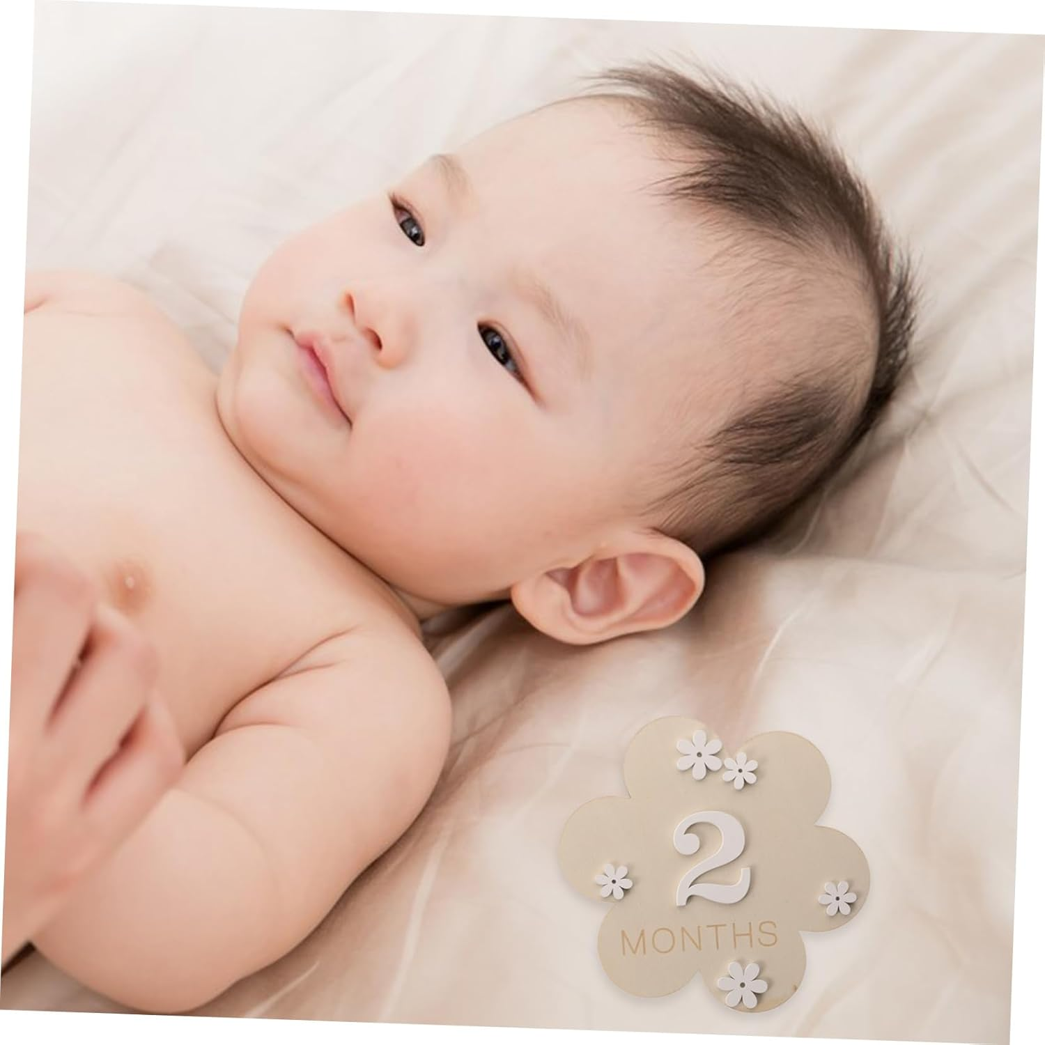 2Pcs Wood Milestone Discs for Newborn Birth Announcement Cards Milestone Wood Circles for Girl Toys Months Nursery Photo Props for Monthly Growth Record image number 2