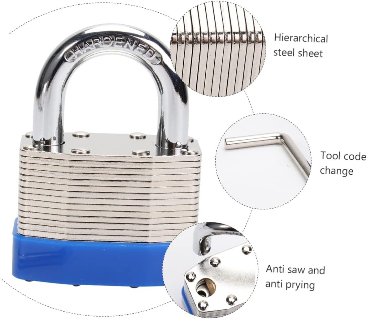 AUTSUPPL Combination Padlock Luggage Lock with 4-Digit Resettable Password, 45Mm Large Household Travel Suitcase Padlock for Theft Protection and Security
