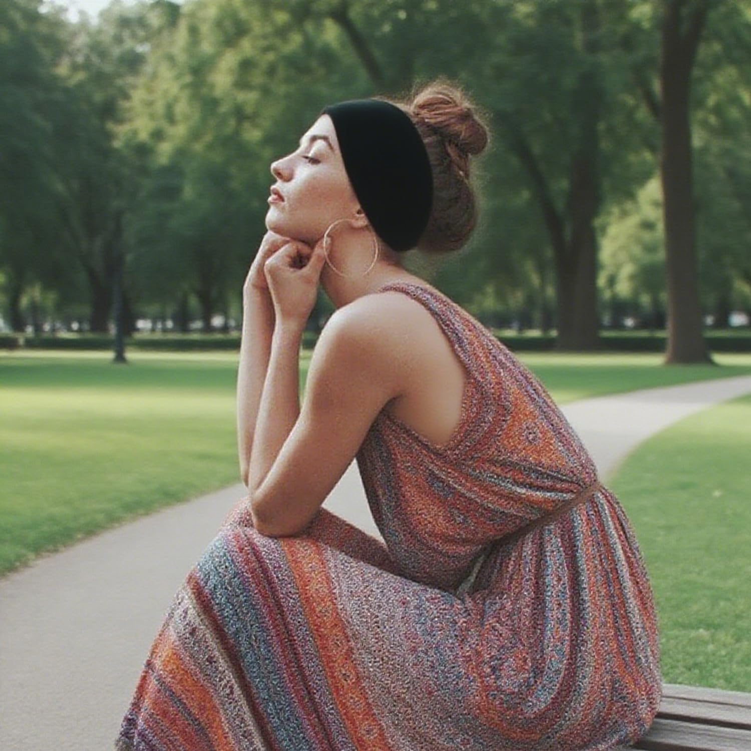 Headbands for Women, Elastic Non-Slip Exercise Headbands Sweat-Wicking for Yoga, Fitness, Tennis & Running Sports - Purple image number 7