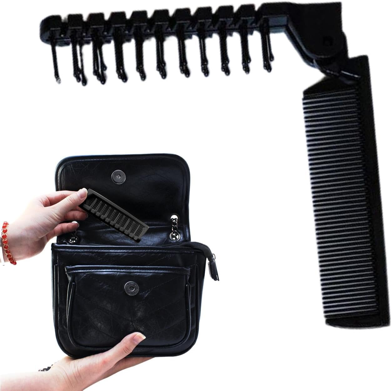 Foldable Hair Comb for Men - Folding Comb for Women, Portable Folding Comb | Double Head Massage Hairbrush, Double Headed Massage Hairbrush - Makeup Styling Tool, Compact Fine Tooth Comb, anti Static