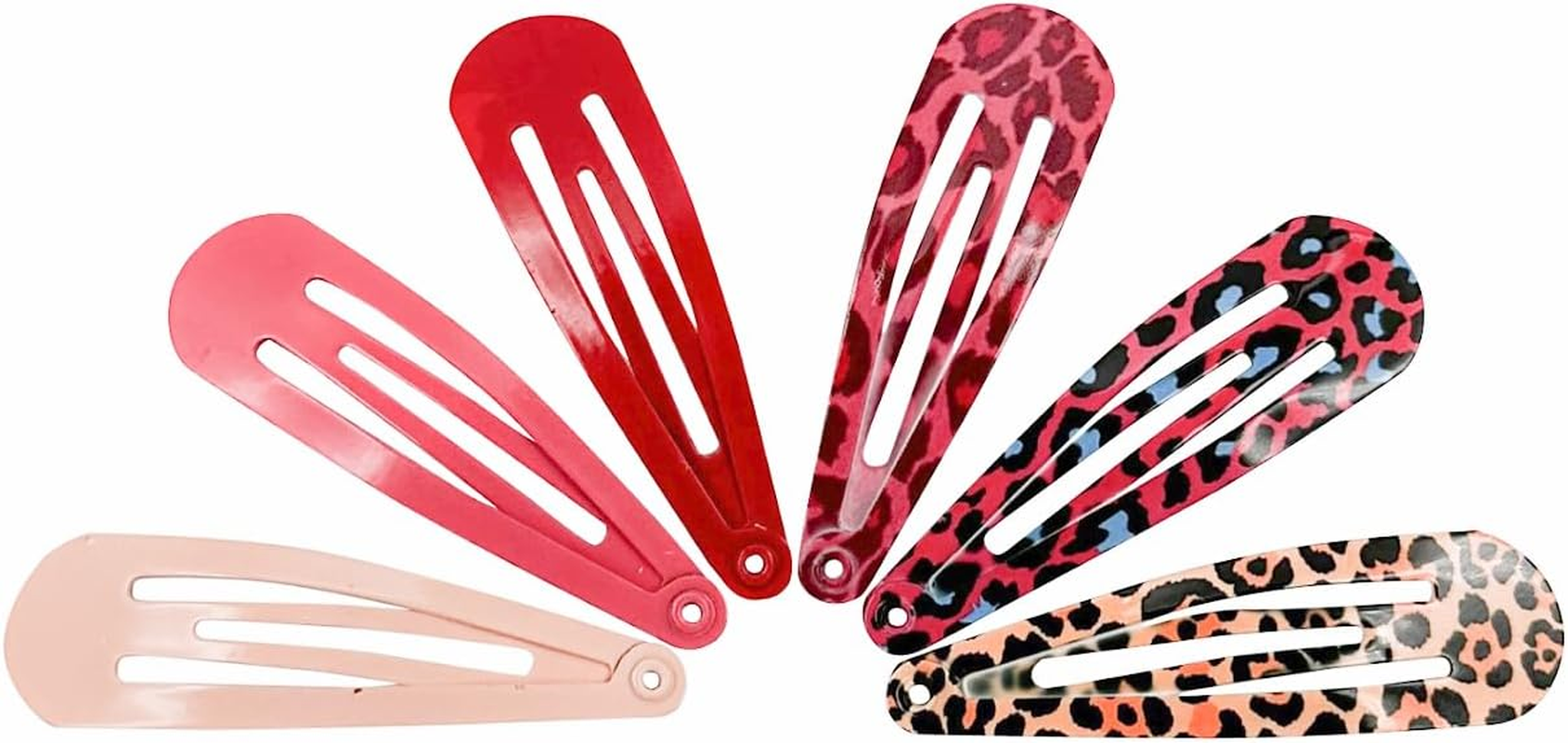 Haarallerliebst&reg; Pack of 18 Hair Clips Girls Women Colourful Hair Clips in 6 Colours (Leo Print, Pink, Red), 50 Mm Baby Children'S Hair Clip with Box Hair Clip Hair Accessories image number 3