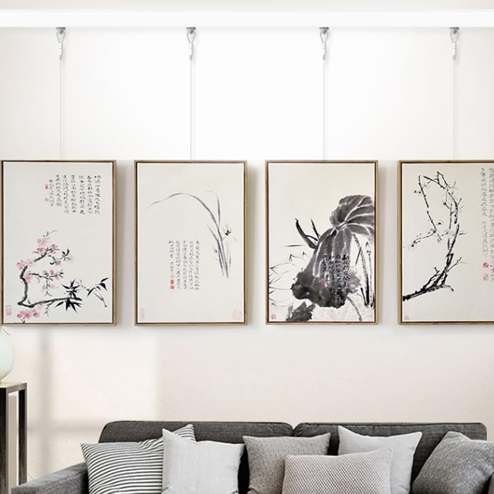 VILLFUL 10Sets Picture Hanging Wire Hooks Kit Picture Rail Hanging System with Cable Hooks for Wall Art Display and Photo Framing image number 6