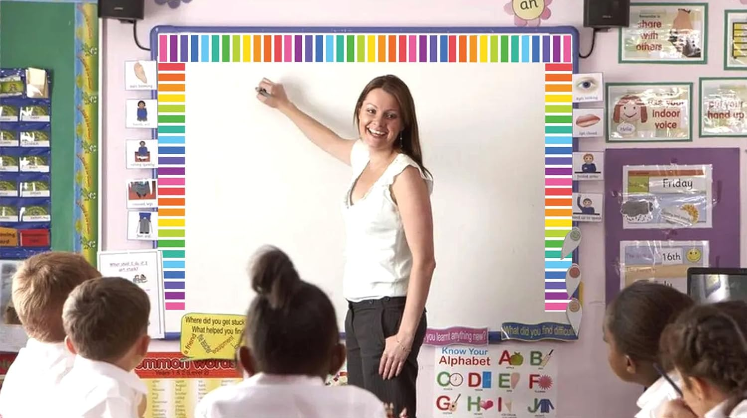 Classroom Bulletin Board Border 65 Feet Rolled Border Trim Colorful Classroom Borders for Bulletin Board Decorations School Classroom Home (Rainbow) - Pastel image number 5