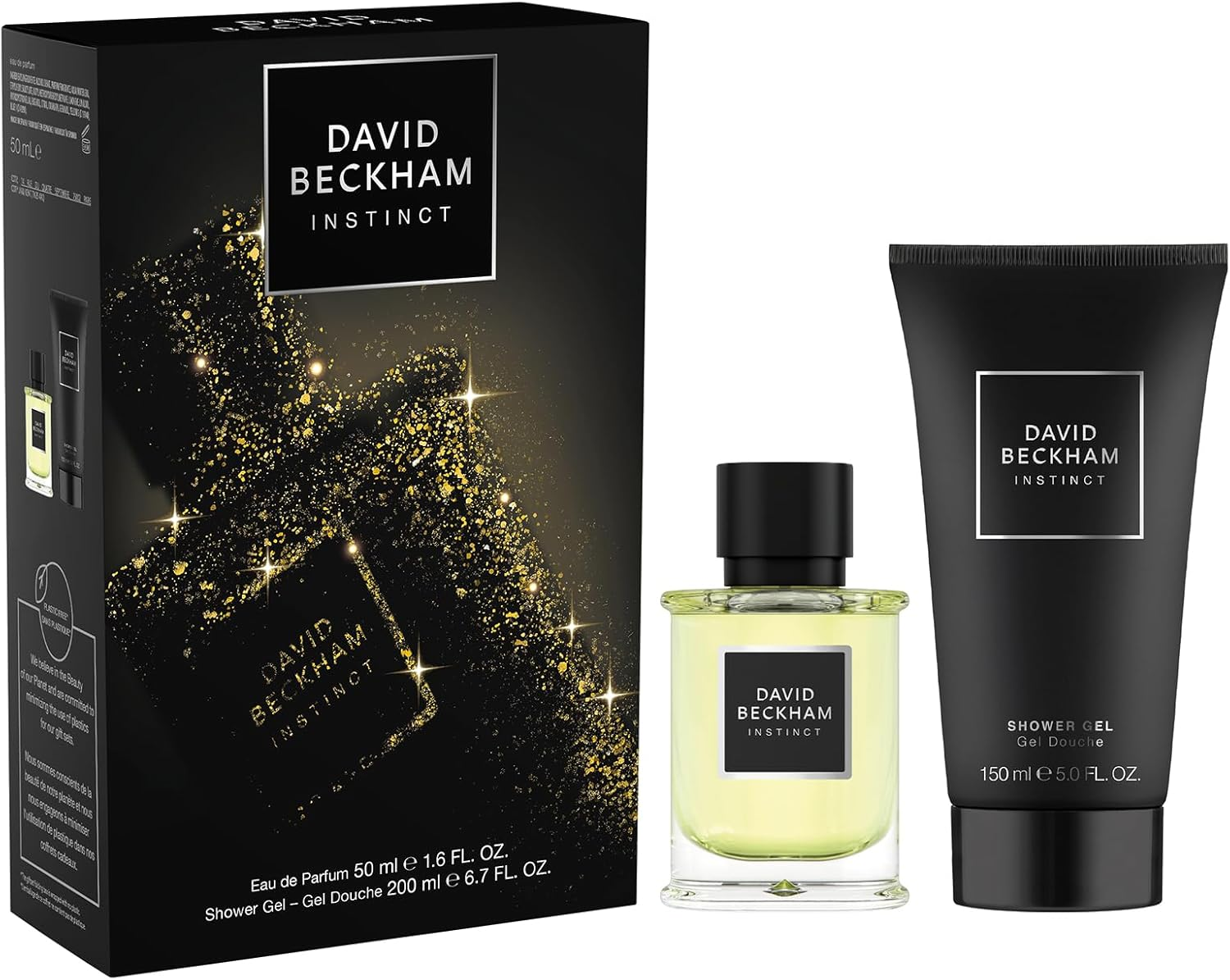 David Beckham Instinct Eau De Parfum & Shower Gel Gift Set for Him, Captivating Foug&egrave;re Citrus Perfume, 50Ml & 150Ml