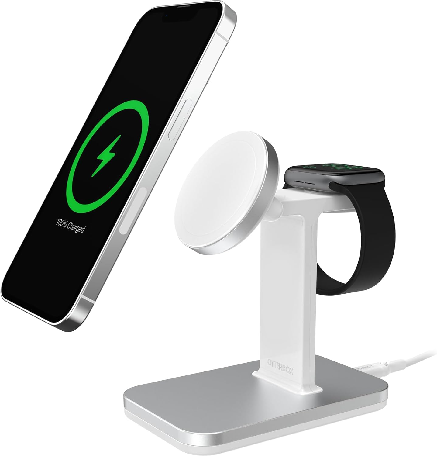 Otterbox Wireless 2-In-1 Magsafe Charging Station Type-C, Strong Magnetic Alignment and Hold for Magsafe Products, Elegant Charging Solution for Iphone 15/14/13/12 Series and Apple Watch, Grey image number 2