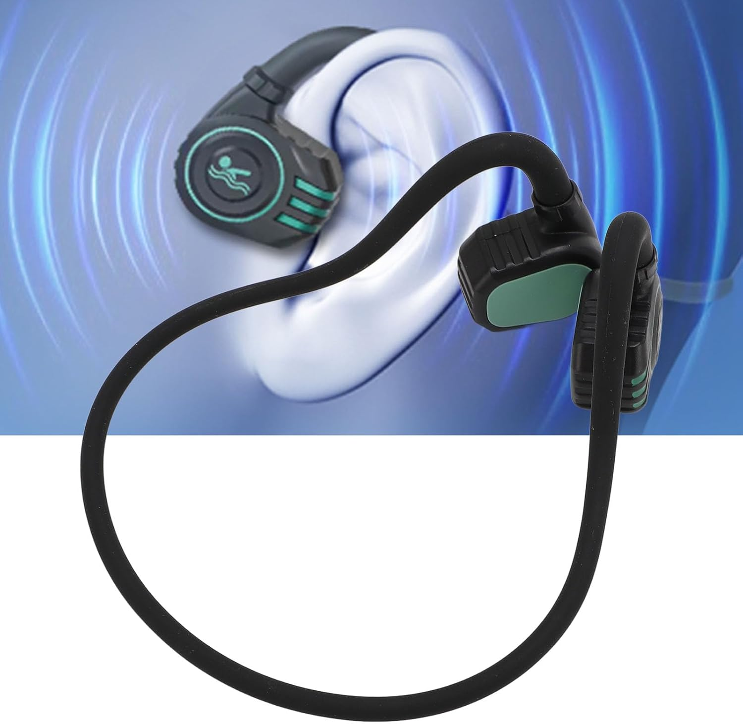 Plyisty Bone Conduction Headphones, IPX8 Waterproof Bluetooth 5.4 Open Ear Headphones with Microphone and 32G Memory, Sports Headphones for Running, Swimming