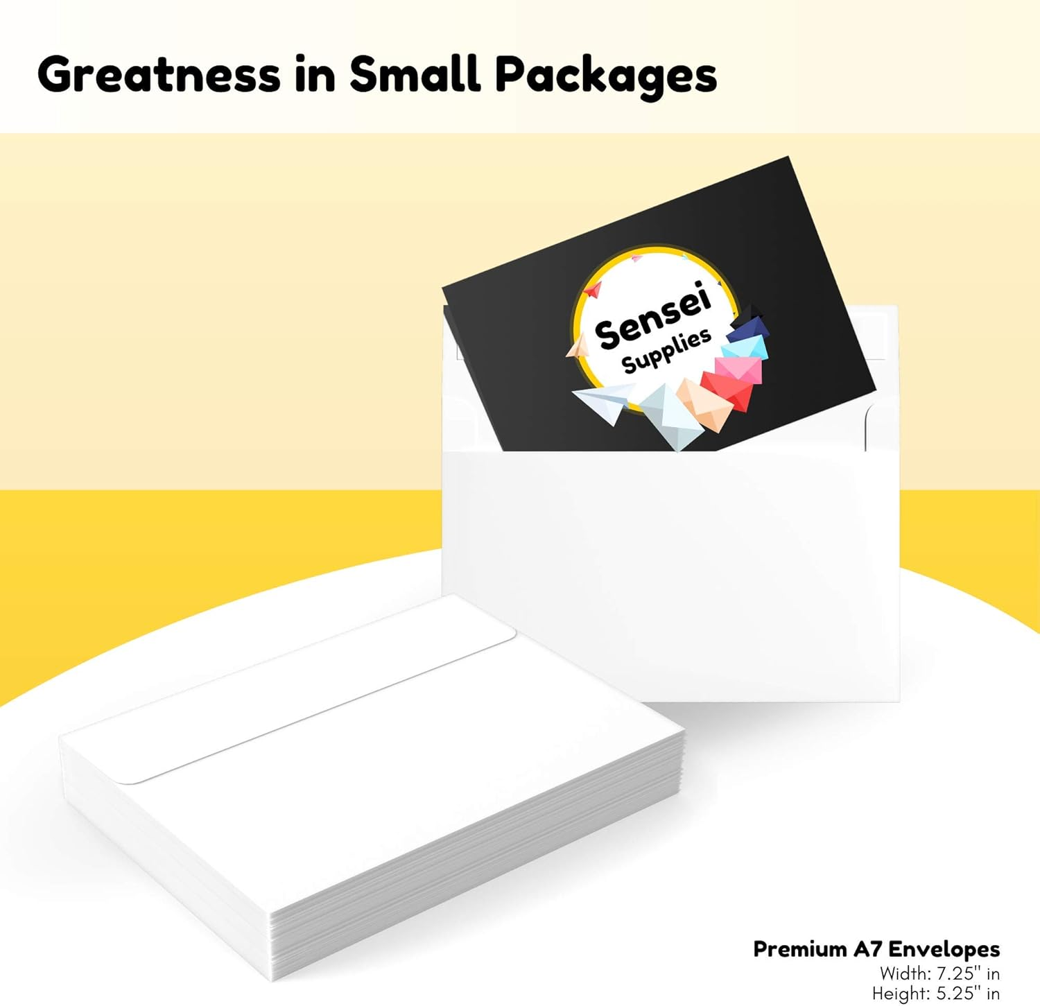 110 5X7 White Invitation Envelopes - for 5X7 Cards - A7 - (5 &frac14; X 7 &frac14; Inches) - Perfect for Weddings, Graduation, Baby Shower - 120 GSM - Peel, Press & Self Seal - Square Flap