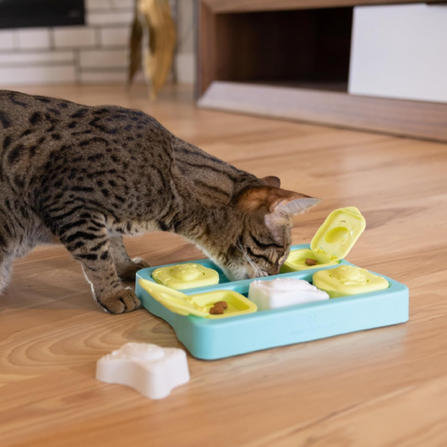 Catstages Kitty Cube Puzzle Interactive Cat Treat Puzzle Cat Toy, Blue image number 1