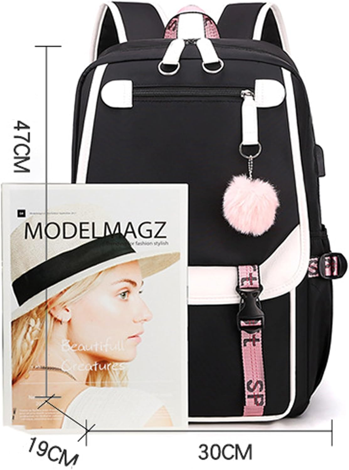 Roffatide Anime Kuromi Print Business Casual Laptop Shoulders Backpack Travel Hiking Daypacks Rucksack 17 Inch image number 3