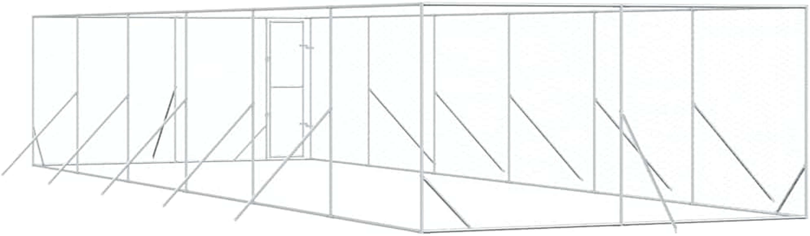 Outdoor Dog Kennel Silver 4X12X2 M Galvanised Steel Pet Shelter Large Enclosure image number 1