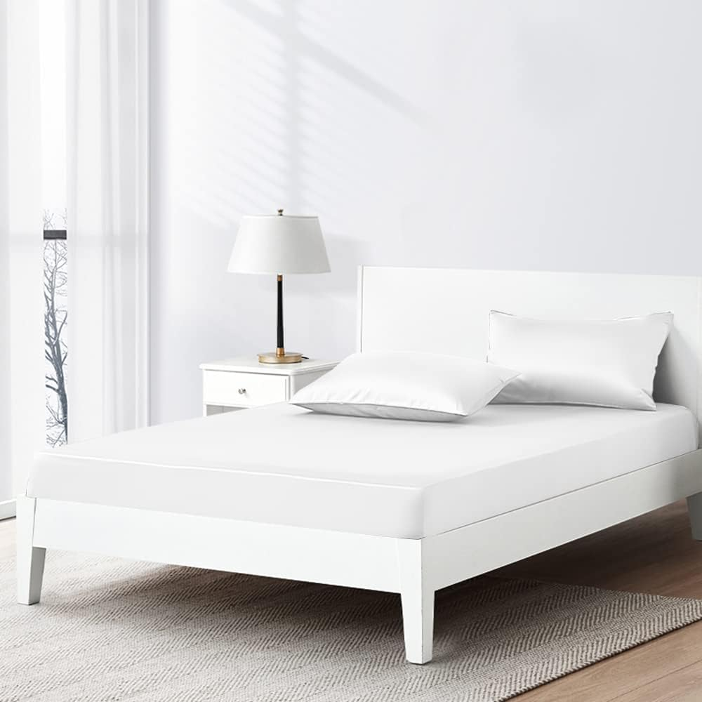 1000TC 100% Luxury Egyptian Cotton Fitted Sheet Set Anti-Pilling | INCL Fitted Sheet $ Pillowcases - NO Flat Sheet (White, Double) image number 7