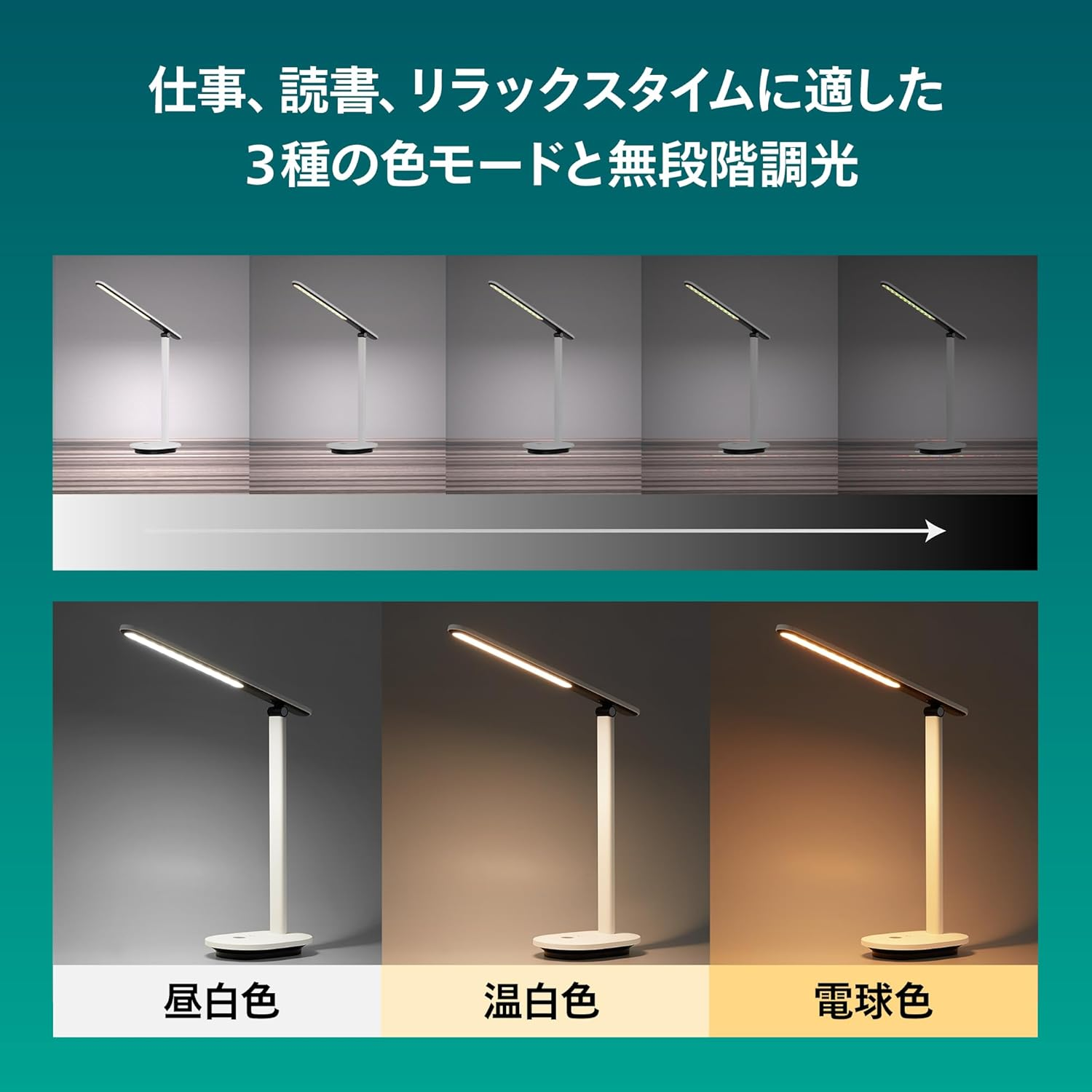 Philips LED Ivory Desk Lamp (5 W), Dimmable and Portable Table Lamp with Eyecomfort, Energy-Saving LED Lighting, White image number 5