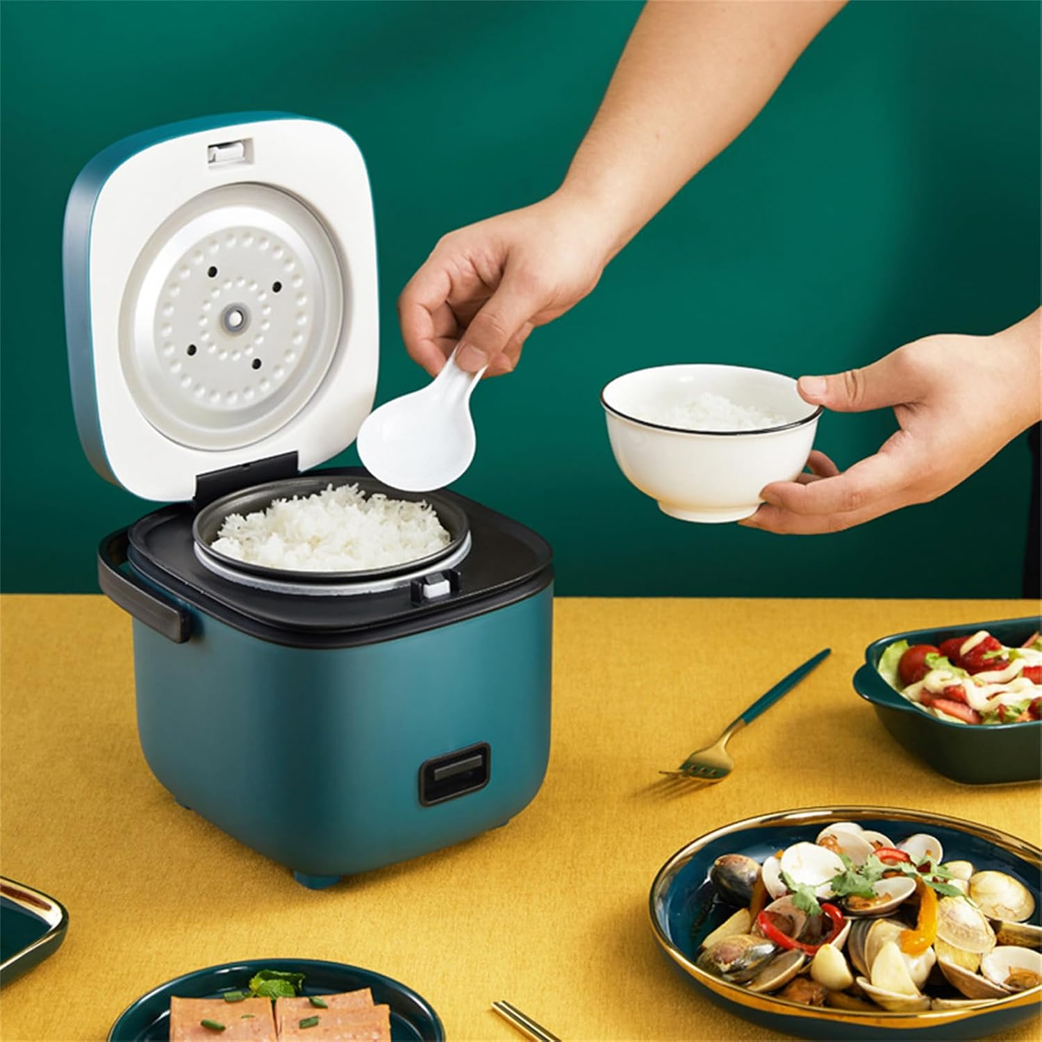EHOME 1.2L Portable Electric Rice Cooker Mini Small 3 Cups for 1-2 Person Kitchen Home (Blue) image number 4