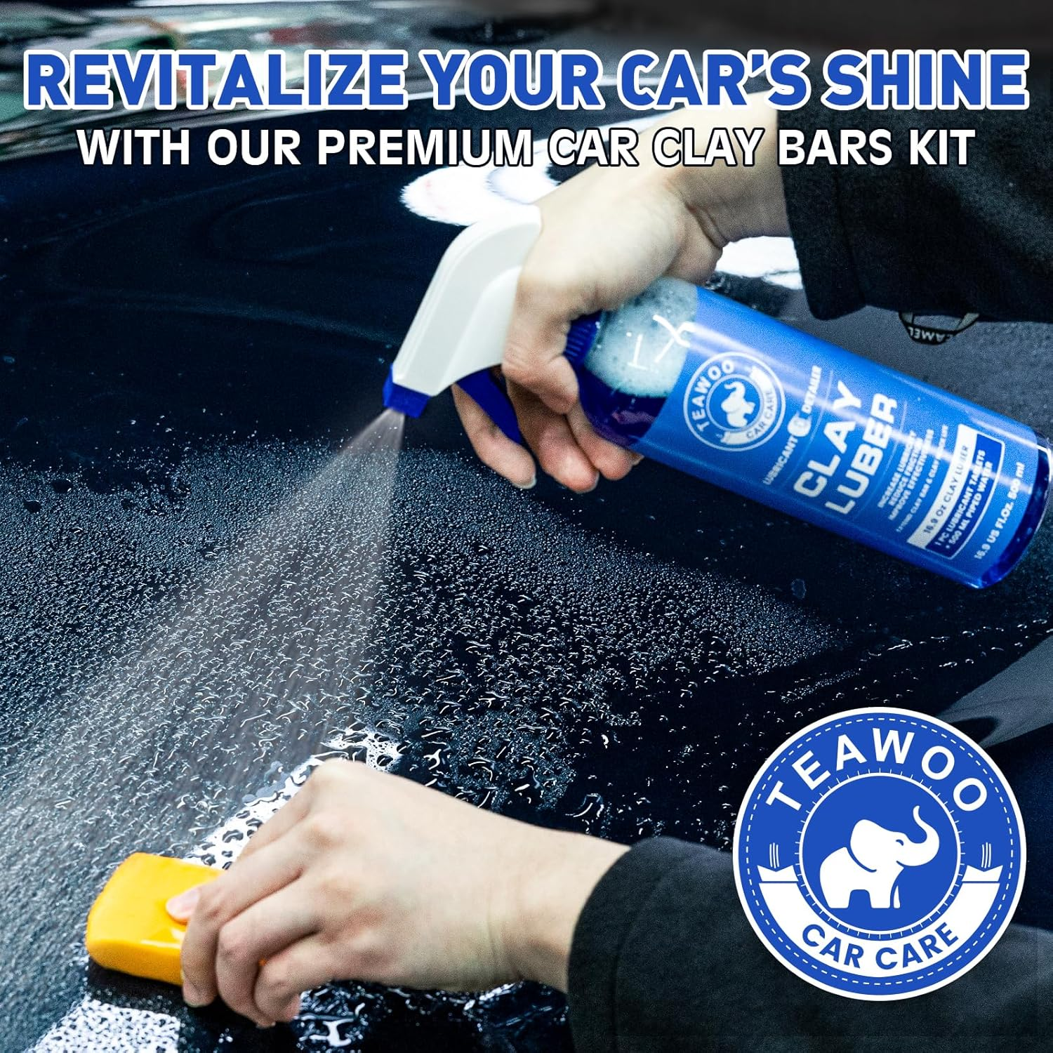 TEAWOO Car Clay Bars Kit, 6 Clay Bars & 20 PCS Lubricant Tablets, Complete Car Detailing Kit, Spray Bottle, Disposable Gloves and Microfiber Towels for Car Detailing Cleaning image number 2