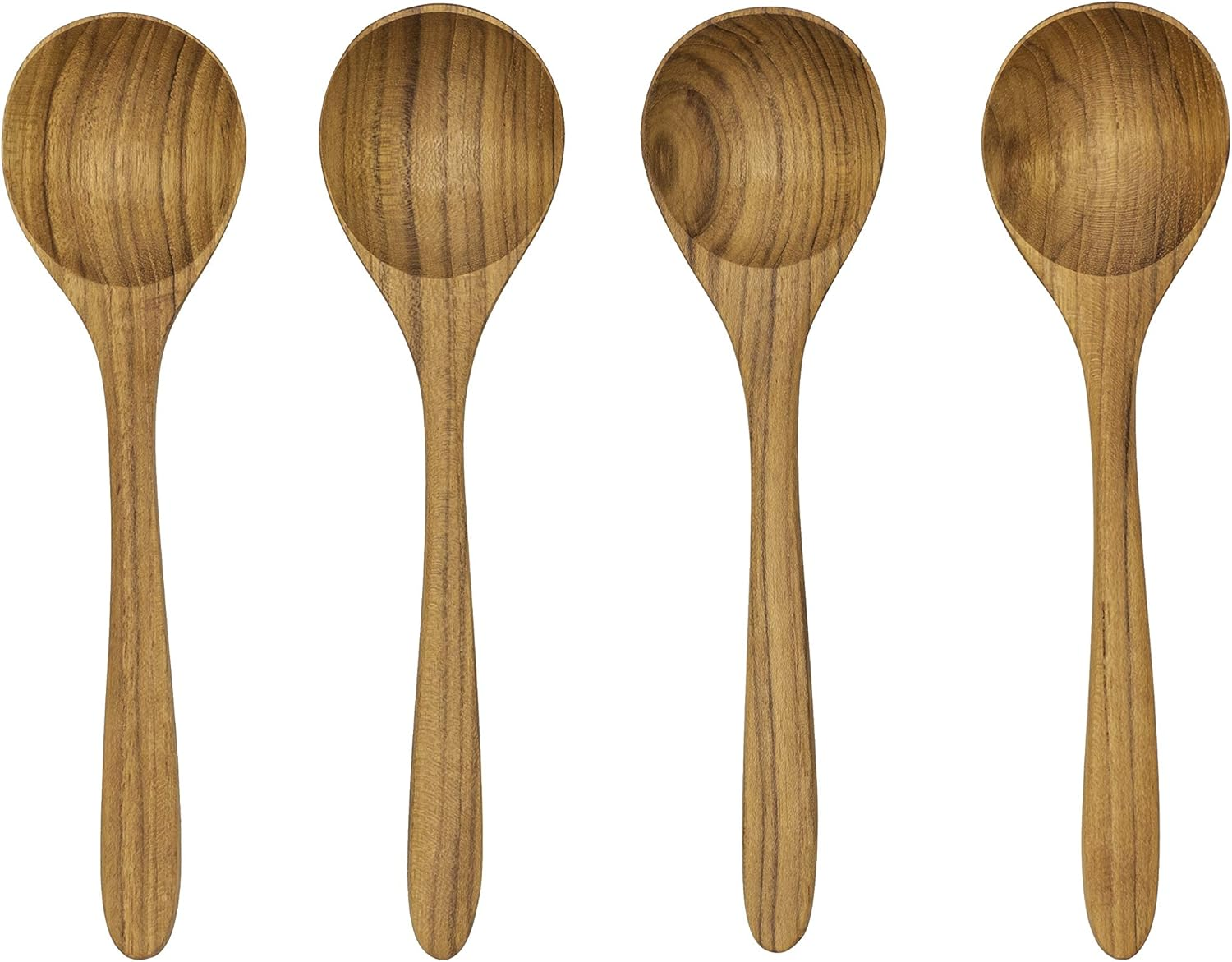 FAAY round Wood Soup Spoons - Teak Tableware and Flatware Handcrafted from High Moist Resistant Teak - Healthy, 100% Eco-Friendly image number 4