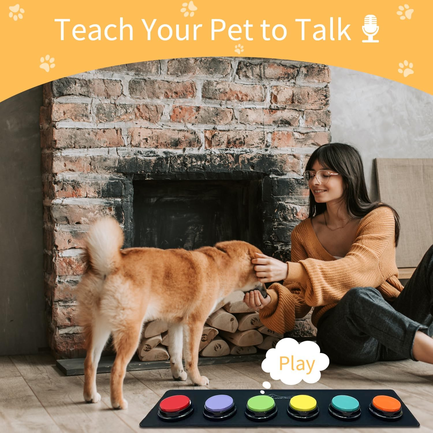 MMGGAISH 6 Piece Dog Talk Button Set, Dog Button for Communication, 30 Seconds Recordable Voice Pet Buzzer Training Button, Dog Button with Waterproof Non-Slip Pad and 50 image number 1