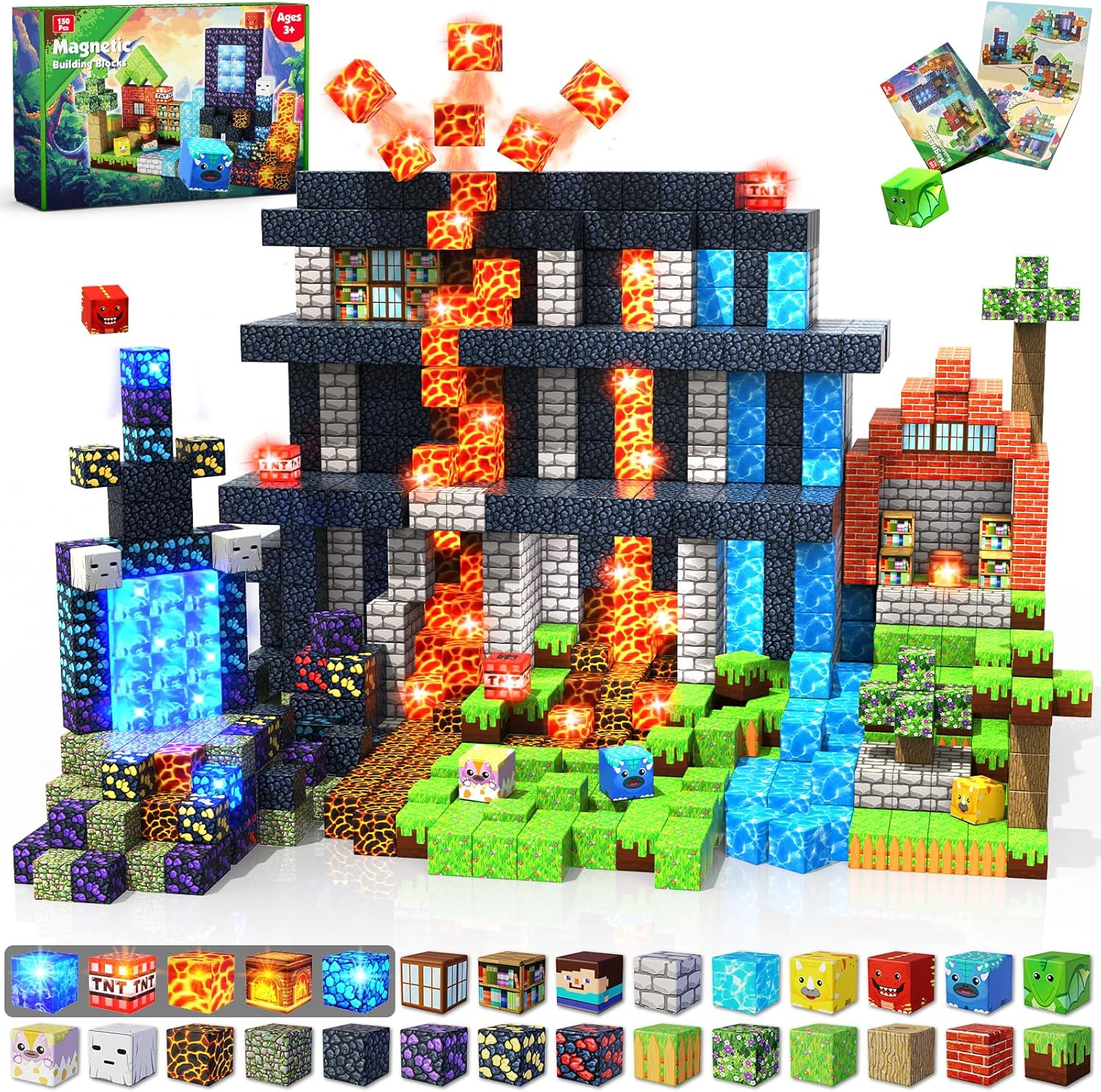 Magnetic Blocks - 150 PCS Build Dark Swordsman'S Forest Castle - Magnetic Toys for Montessori Toddler Christmas Birthday Gifts - STEM Sensory Toys for 3 4 5 6 7 8 9 10 Year Old Boys & Girls image number 6
