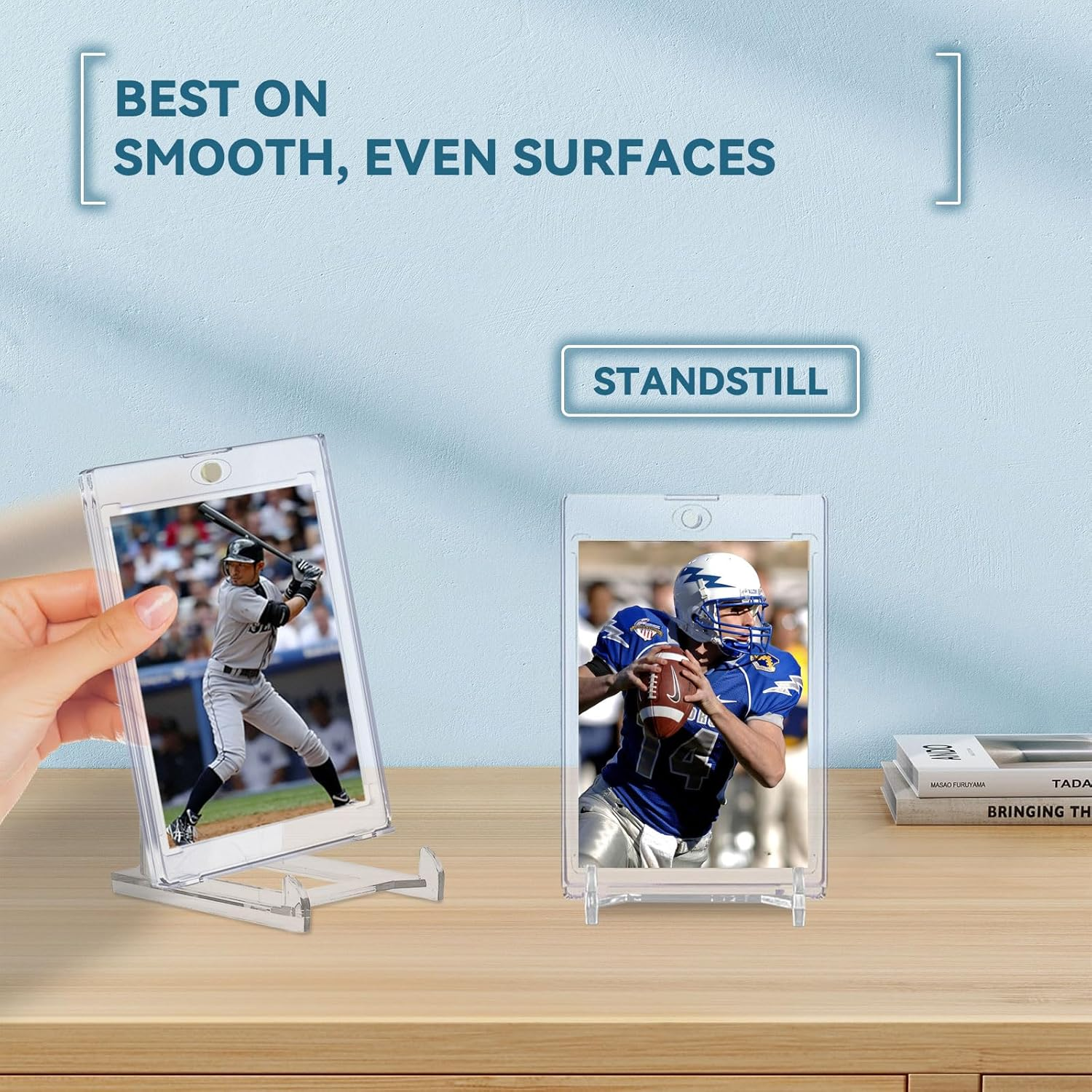 Trading Card Display Stand 25 Pack Card Stands for Sports Cards &ndash; Clear Acrylic Trading Card Stands for Top Loaders, Magnetic Holders, Screwdowns Baseball Sports Card Holder Stand Graded Card Display image number 5