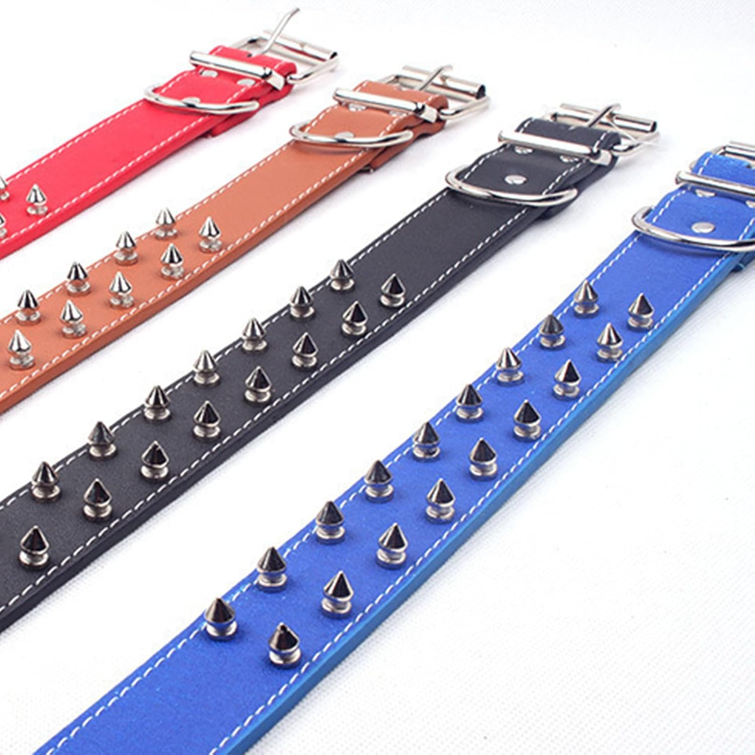 Spiked Collar, Punk Style Collar PU Leather Stylish Lightweight for Large Dogs (Black) image number 6