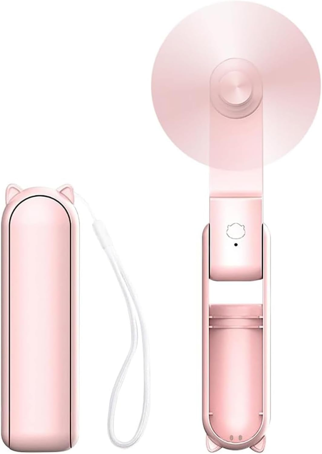 Portable Handheld Fan, Foldable Small Fan, Mini Hand Held Fan with USB Rechargeable, Personal Fan for Girls Women Fan for Home, Office, Indoor, Outdoor, Travelling (Pink)