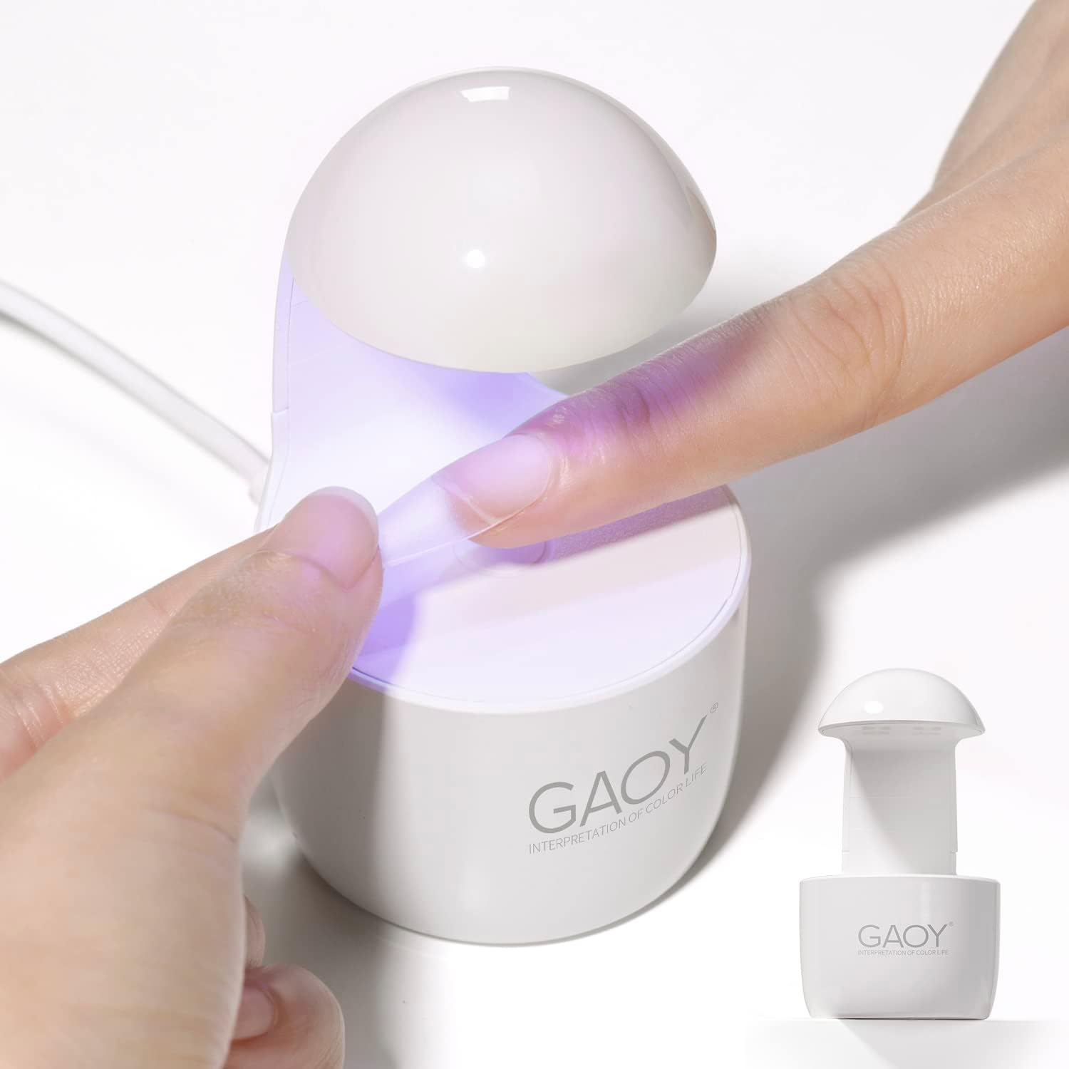 GAOY Mini UV Light for Gel Nails, Small Curing Light, Eggshell LED Nail Lamp, Fast Curing, White image number 4