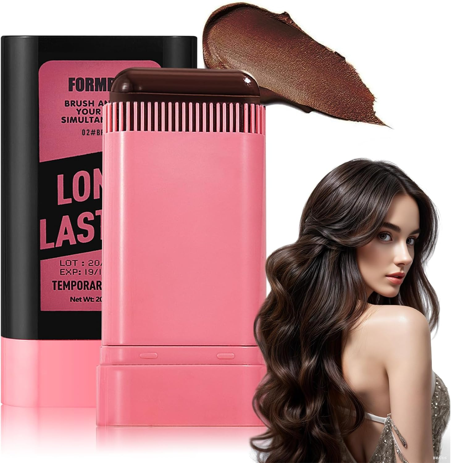 Hair Color Stick Temporary Hair Color for Gray Coverage Disposable Sweat-Proof Hair Dye Pen Dye Stick, Touch-Up Comb 2-In-1 Instant with Built-In Comb for Women Men Hairline Shading Pen (Black)