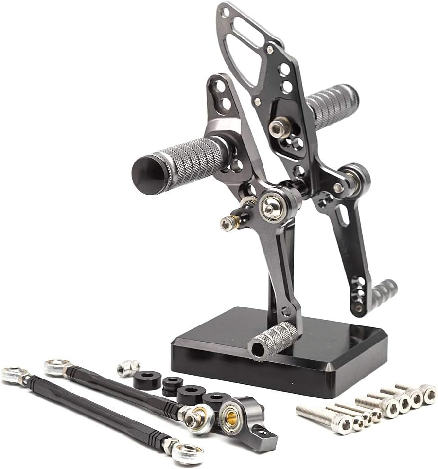 FXCNC CNC Billet Motorcycle Rearset Foot Pegs Rear Set Footrests Fully Adjustable Foot Boards Compatible with STREETFIGHTER 848 1100 Gray image number 1