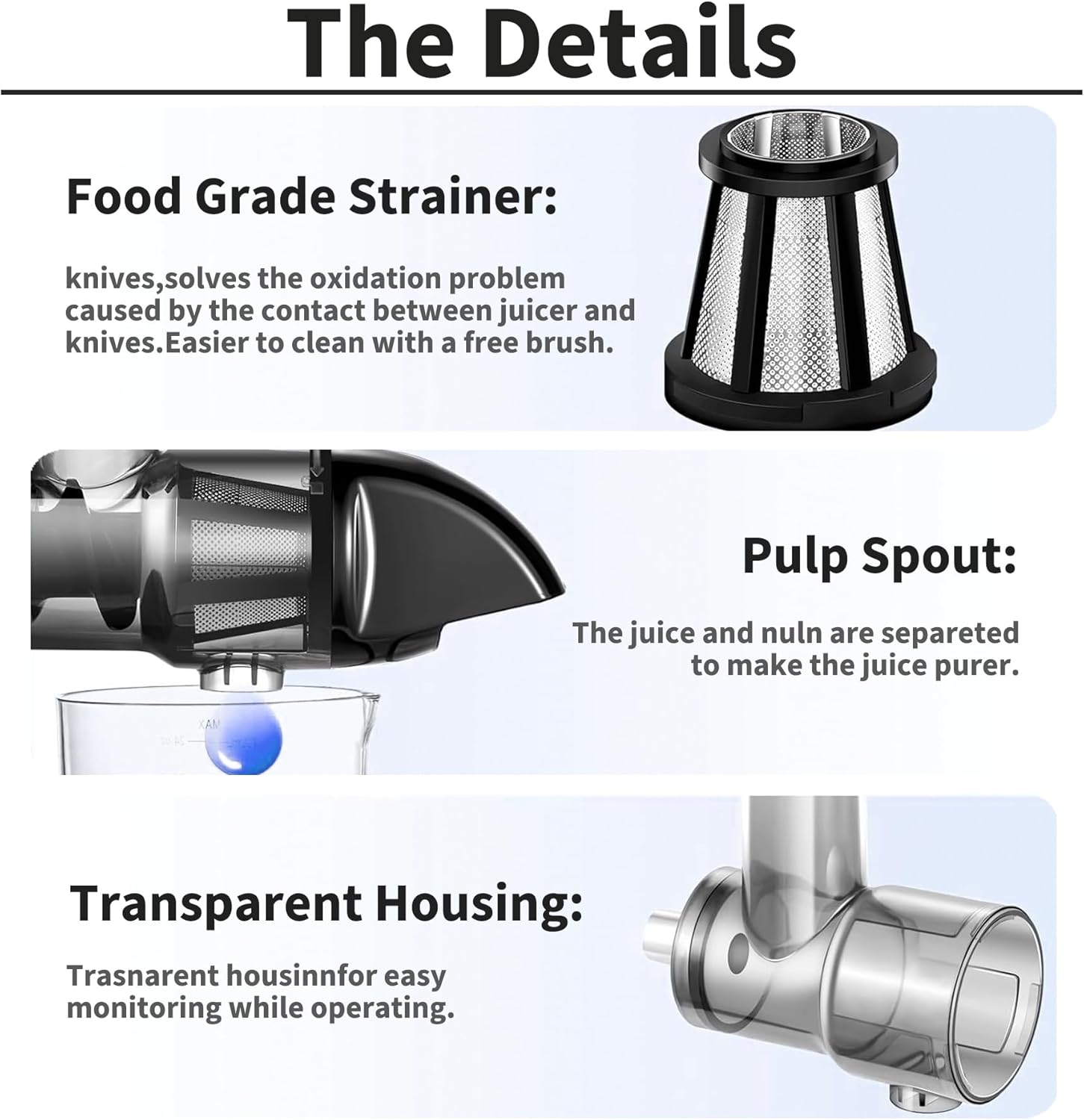 Masticating Juicer Attachment for Kitchenaid All Models Stand Mixers,Masticating Juicer, Slow Juicer Attachment for All Kitchenaid Mixers, Cold Press Juicer Parts image number 6