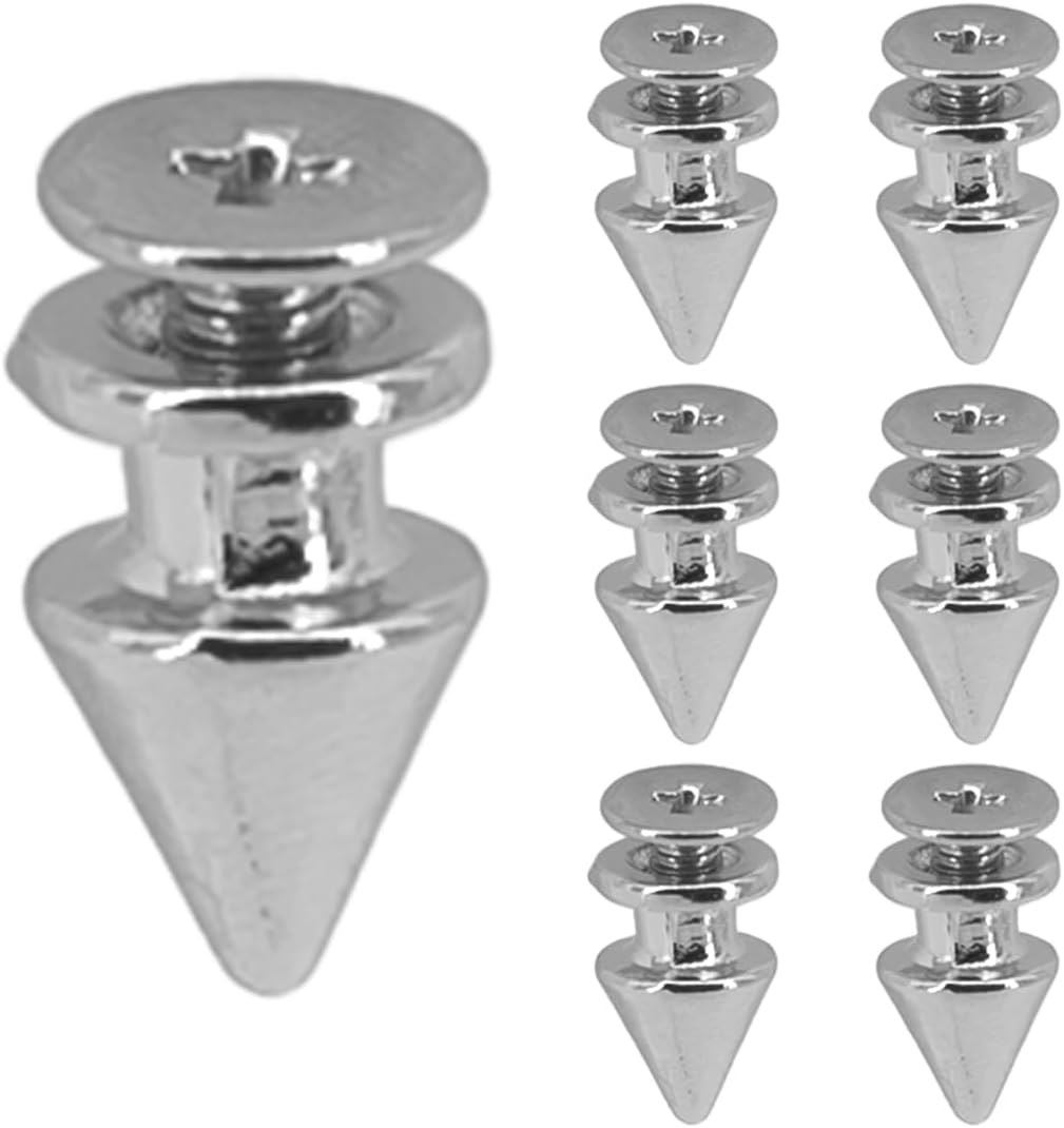 Megoto 100 Sets Cone Spikes Screwback Studs Rivets Metal Spikes Studs for Punk Style Clothing Bullet Shoes Bags Dog Collars Accessories DIY Craft Decoration (Cone 7X10Mm) image number 5