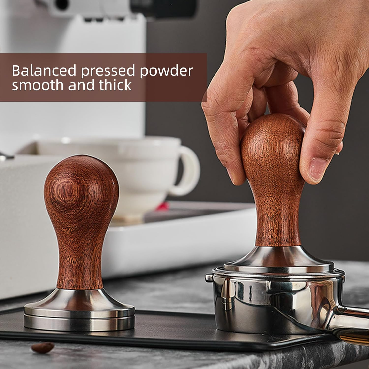 Espresso Coffee Tamper 53Mm Accessories - Compatible with Breville 54Mm Portafilter Baskets and Most 54Mm Espresso Machines Hand Tamper with Stainless Steel Base and Scented Rosewood Handle