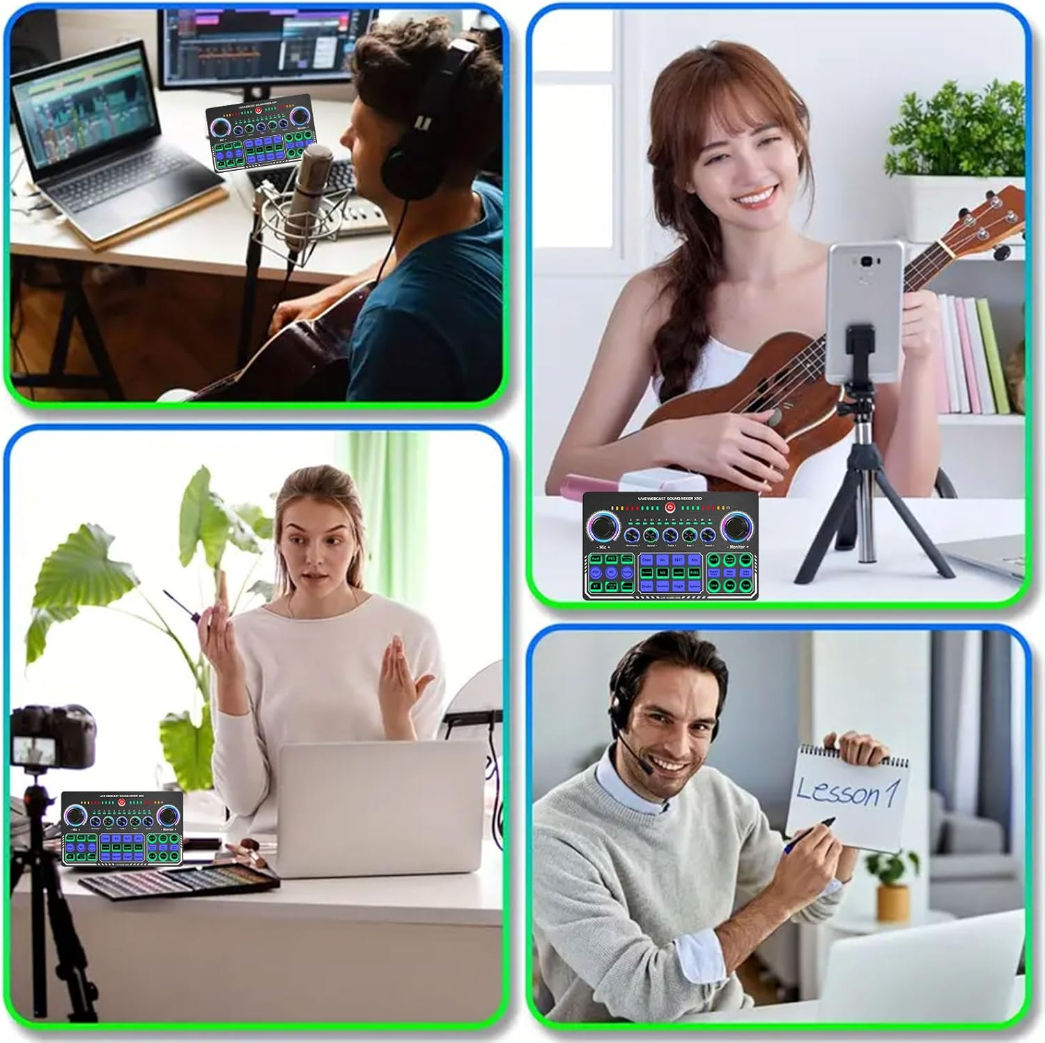 Annuoyi Professional Audio Mixer,Sound Card Mixer,X50 Portable Audio Mixer with DJ Mixer Effects and Voice Changer for Singing/Pc Video Chat/Live Streaming/Broadcast/Karaoke image number 4