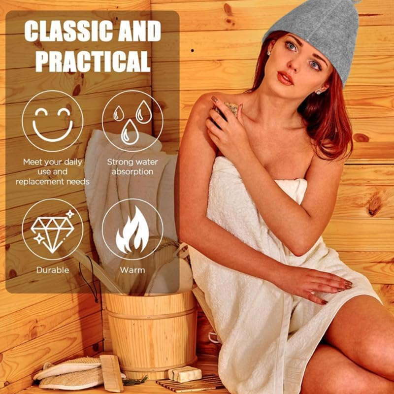 3 Pcs Sauna Hat,Sauna Hats for Men Women,Wool Sauna Hats Sauna Shower Use Caps,Sauna Hat Vaporarium Hat,Sauna Wool Cap Russian Banya Cap,Steam Bath Shower Sauna Accessories Universal for Women Men (A)